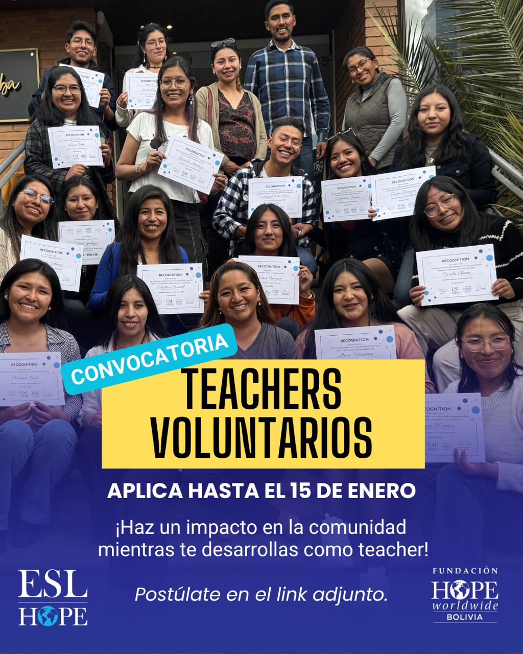 📢 Convocatoria | Teacher... - HOPE worldwide Bolivia | Facebook
