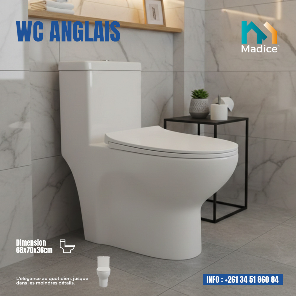 Madice - WC anglais moderne au design élégant et épuré. 📏 Dimensions ...