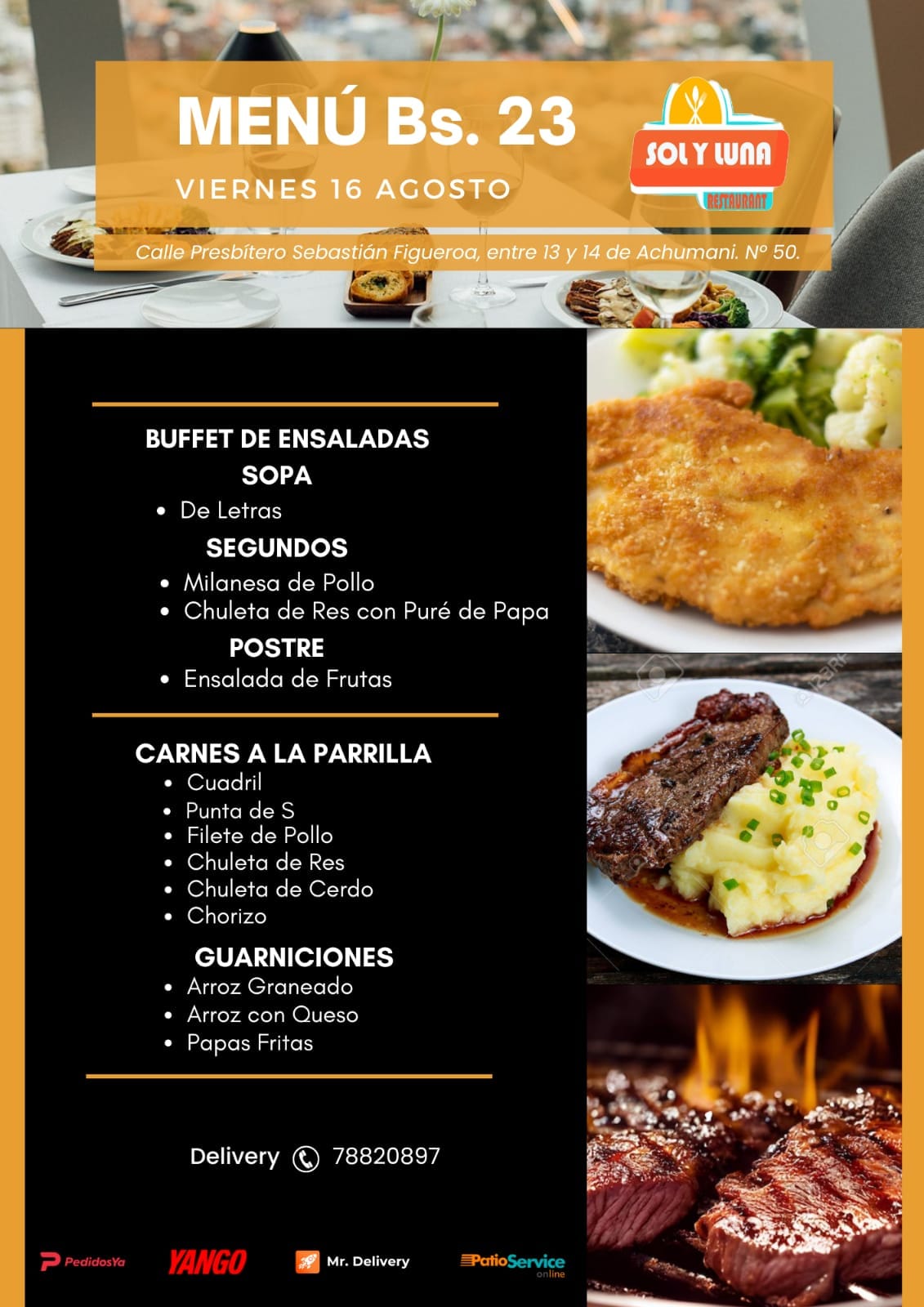 SOL - Almuerzo Familiar Viernes 16 de Agosto de 2024 Buffet de ...