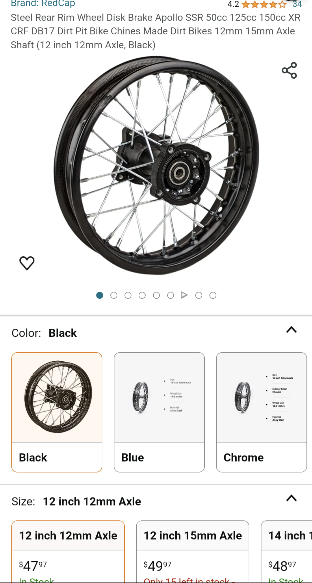 1.4x10 Rim Wheel 2.50-10 Rear Tire For 50cc-110cc Dirt Bike for CRF50 DRZ70 PW50