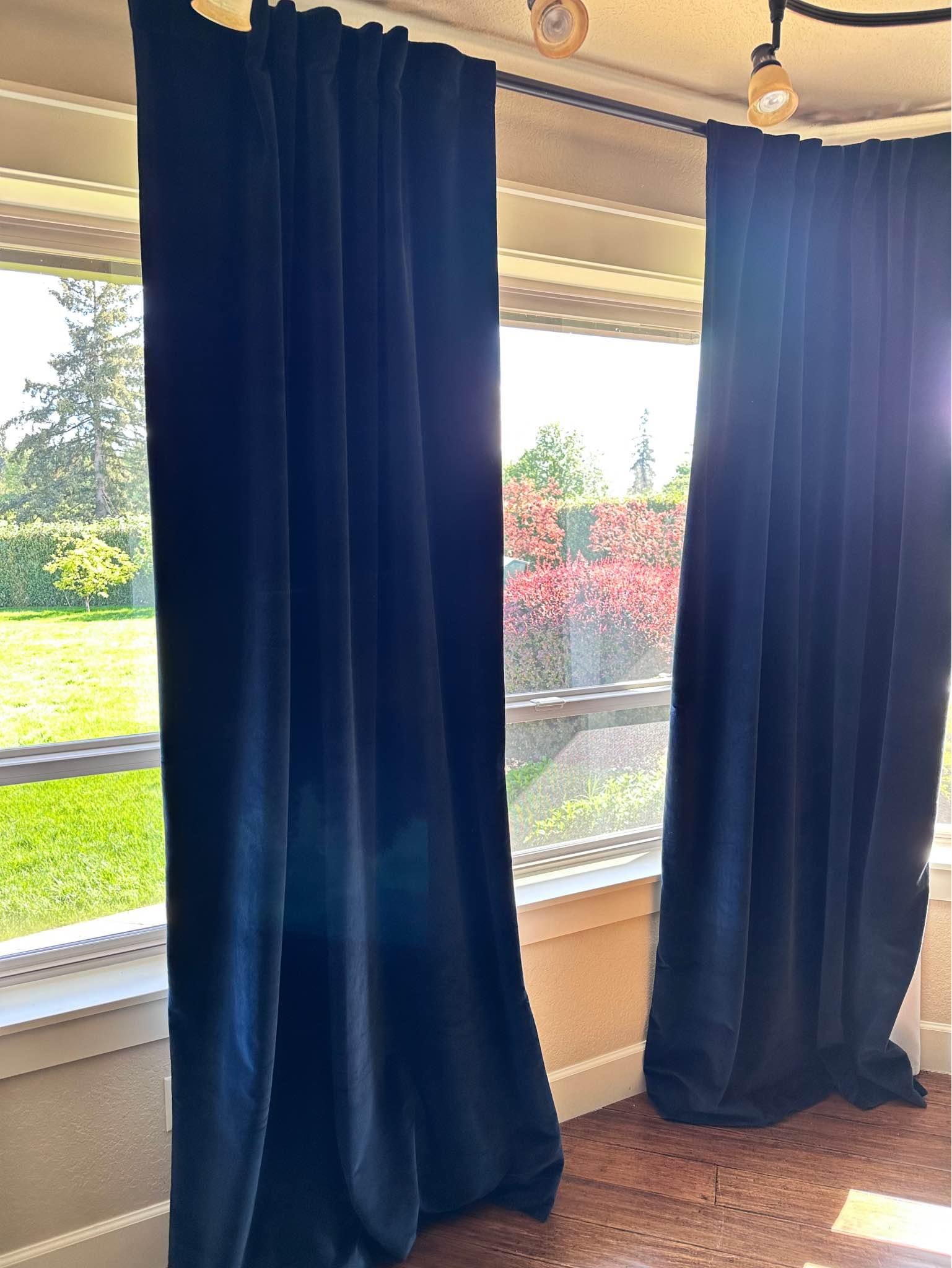 Pottery Barn Navy Velvet Curtains - Curtains & Drapes | Facebook