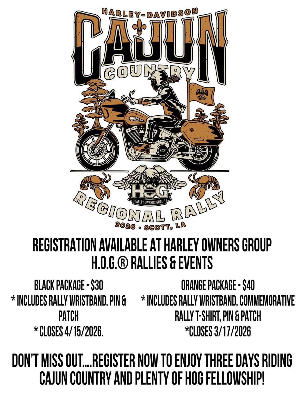 See you there! - Cajun Country Regional HOG Rally 2026 | Facebook