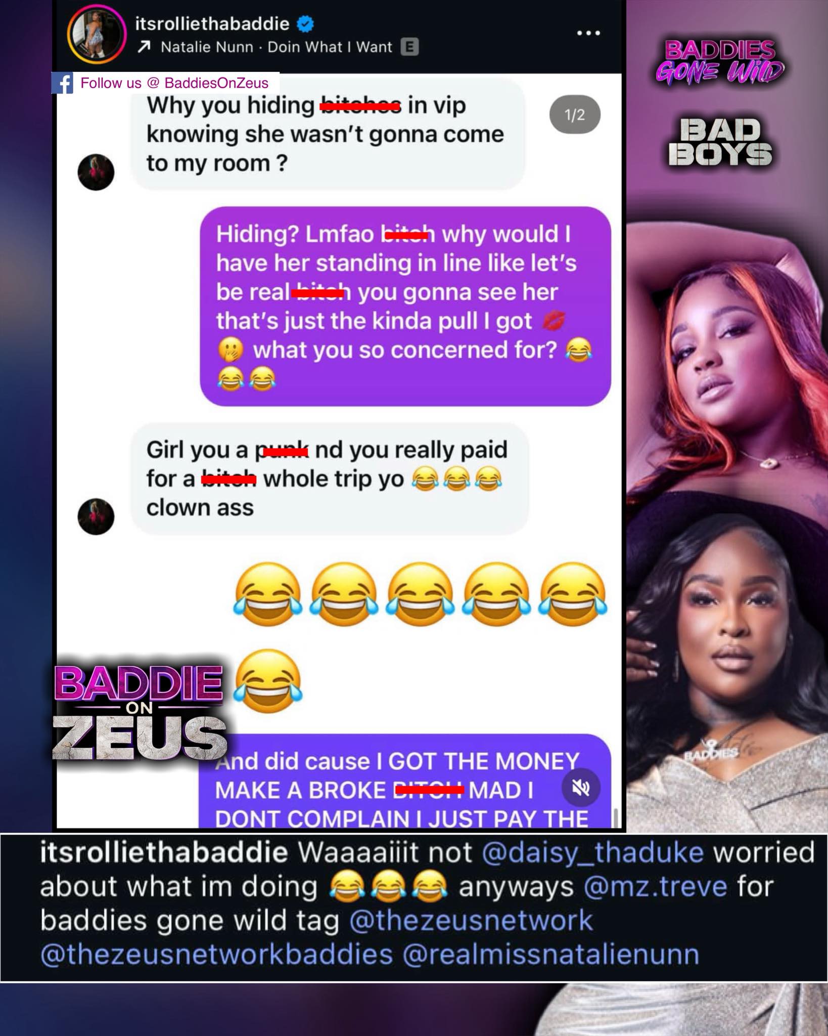 Baddies - #Rollie shares DMs between her & #DaisyDukes after Daisy went ...
