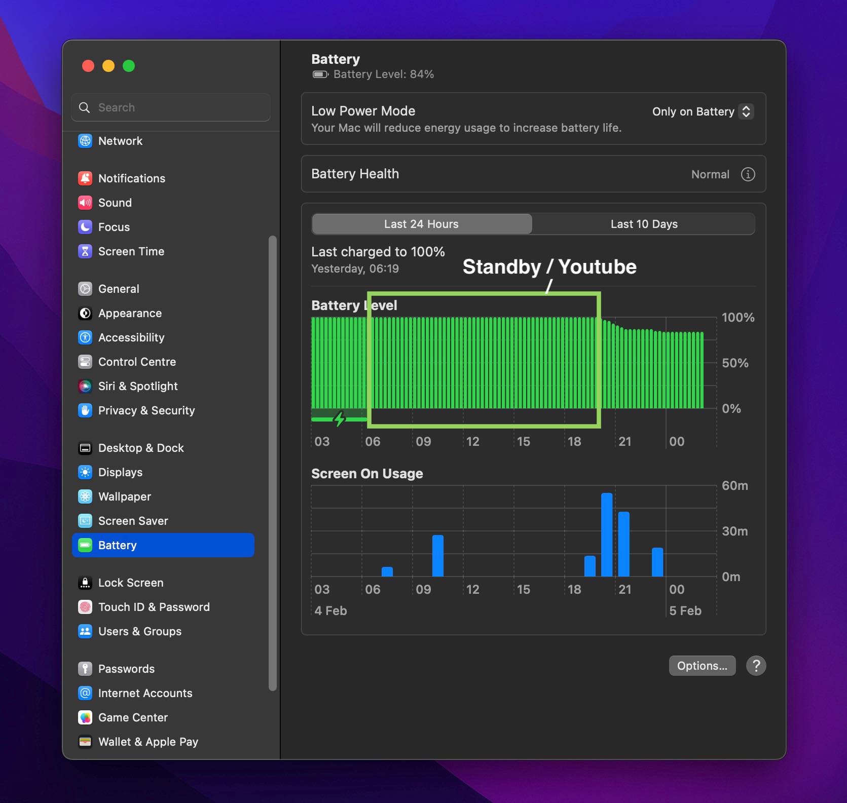 I am currently observing the following battery statistics on my 13 