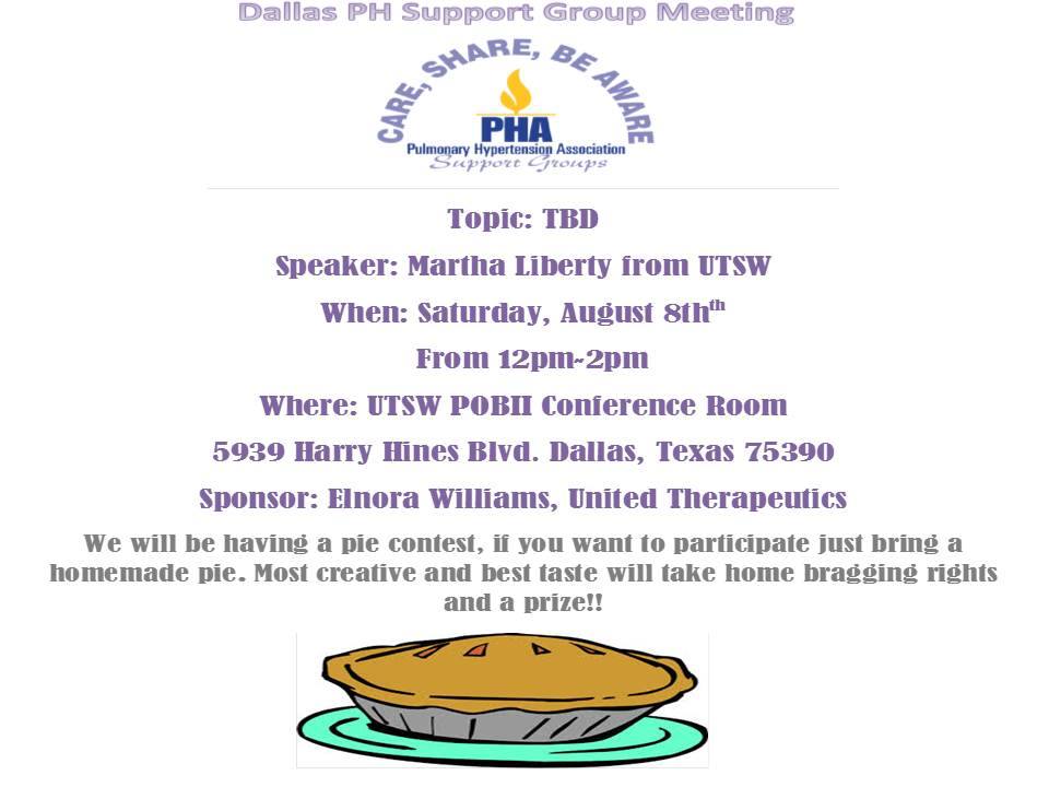 DFW - Dallas PH Support Group Meeting is Saturday, August 8th at UTSW ...