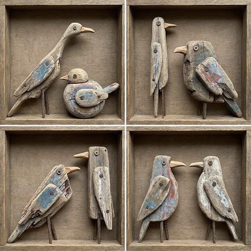 Turning driftwood into tiny personalities! 🌊 Pairing weathered