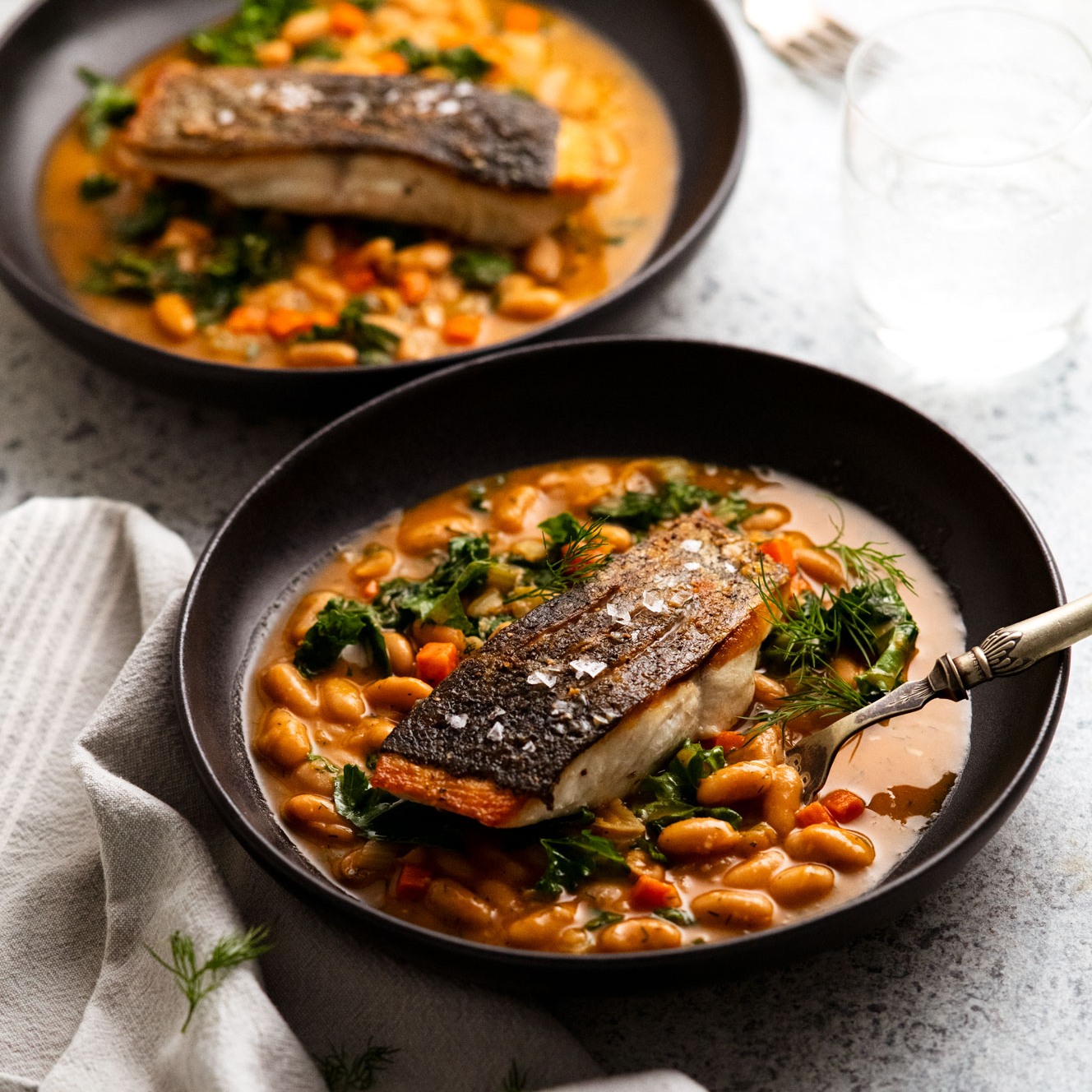 RecipeTin - 'Dinner' idea: Crispy Skin Fish with Bean Ragu... | Facebook