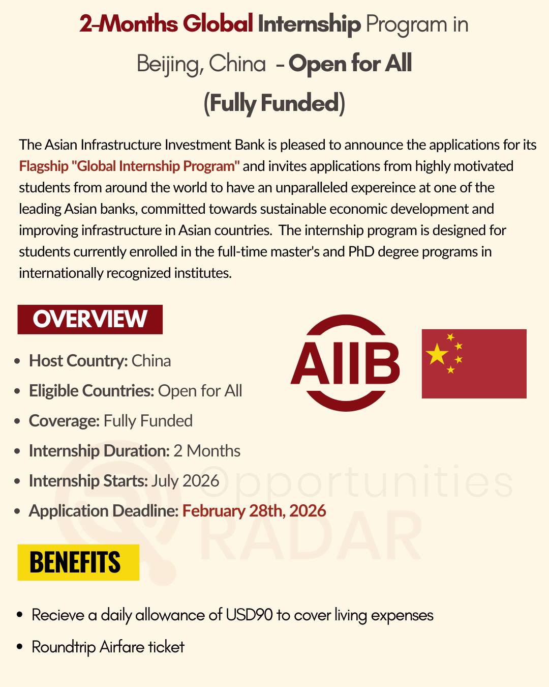 Youth - Dreaming of a global career? The 2026 AIIB Internship in ...