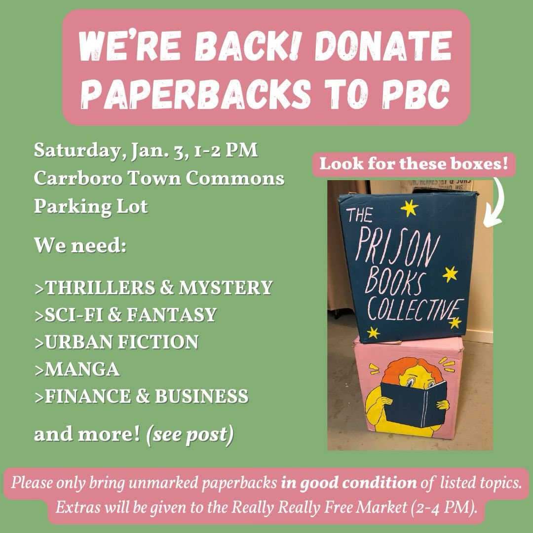 Prison - We’re starting up our monthly book donation events next month ...