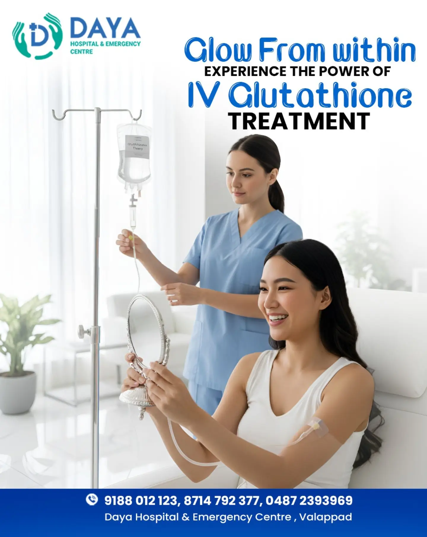 IV Glutathione Treatment From Experts.... . . . #dayahospital #dayavalapad #bestglutationetreatment#thrissur #glowskin