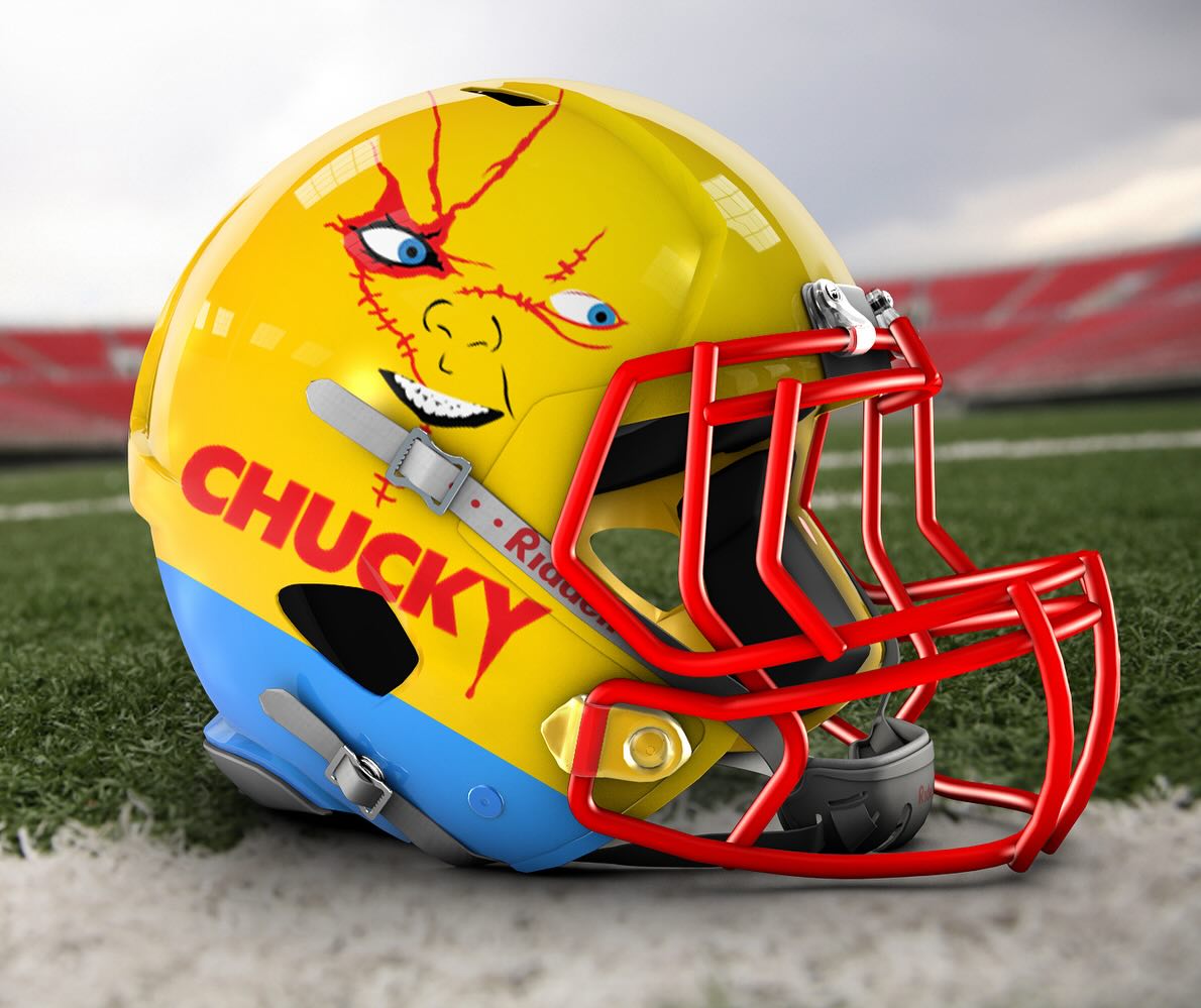 fake football helmets halloween Boise State Broncos Alternative Schutt Full Size Replica Helmet Show team spirit with an inflatable Inflateme football helmet The @atlantafalcons traded in their