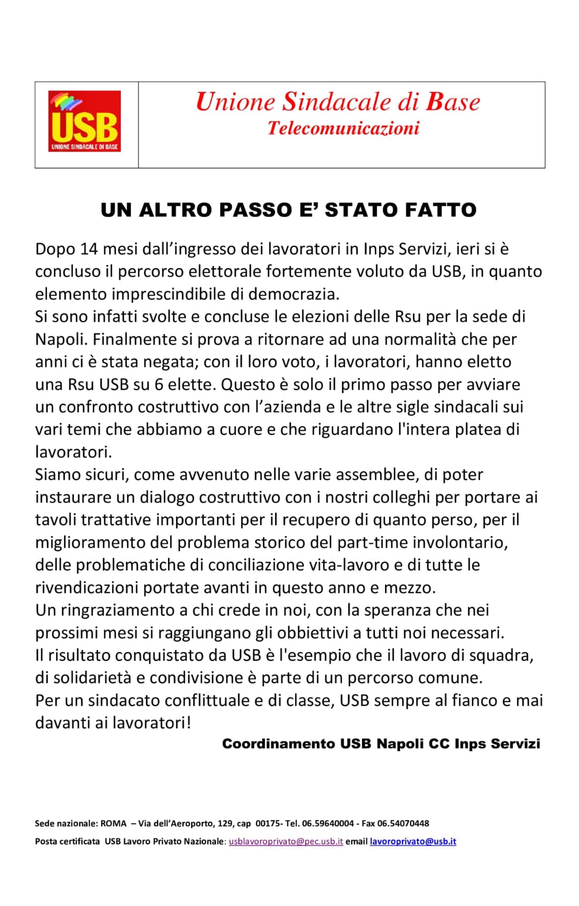 USB Contact center INPS