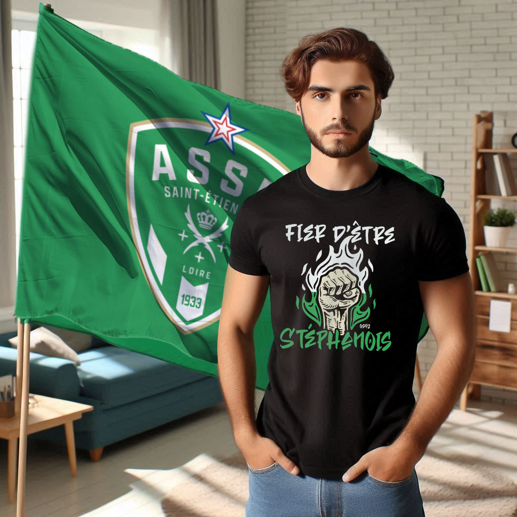 T-shirt Vintage Supporter Saint-Étienne - Homme Et Enfant - Design Rétro 1933 - Coton Léger