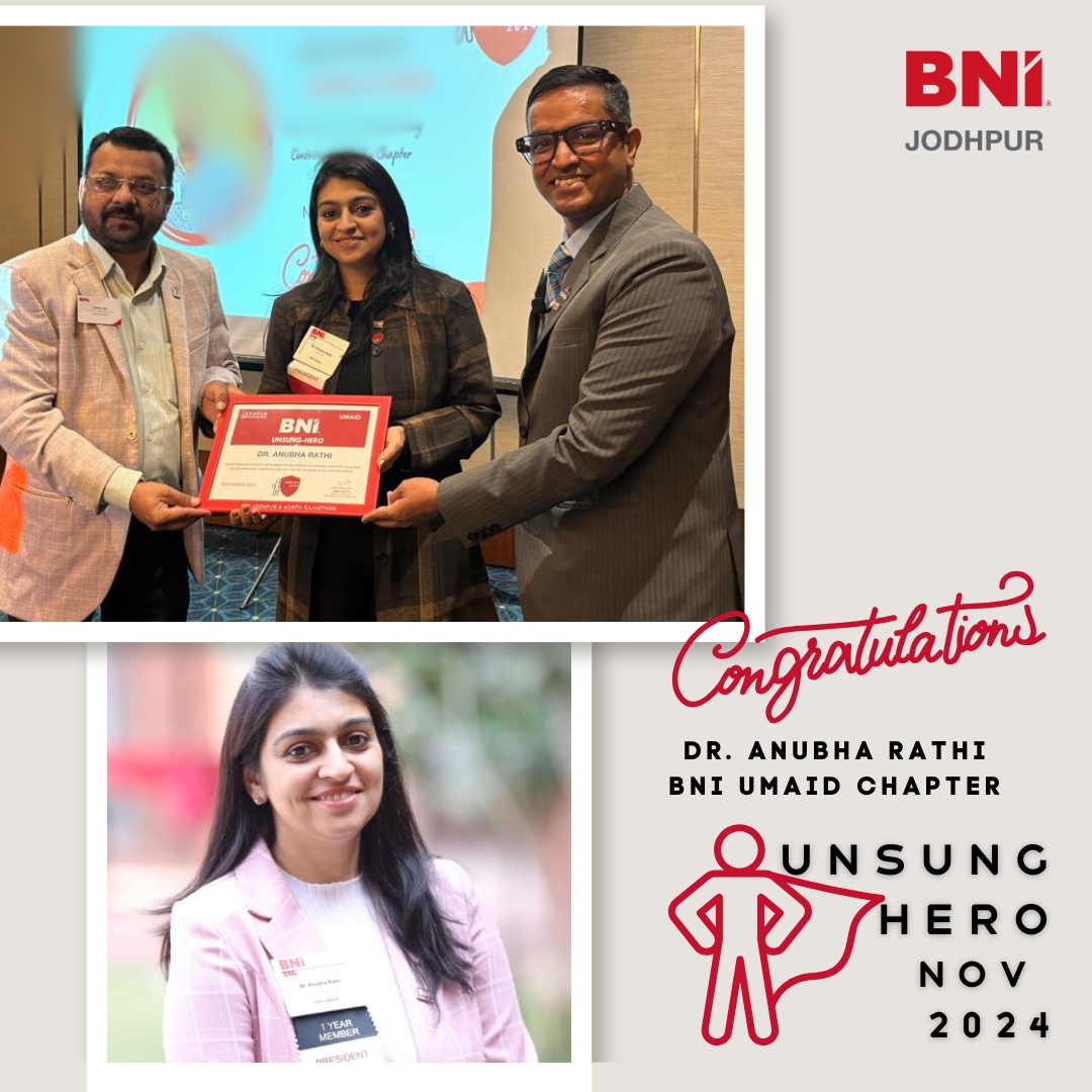 BNI JODHPUR - 🎉🌟 Celebrating our November 2024 Unsung...