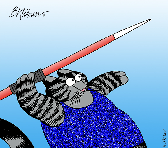 B. Kliban Cats - Cat is on point today. ? #javelin #cartoon 
