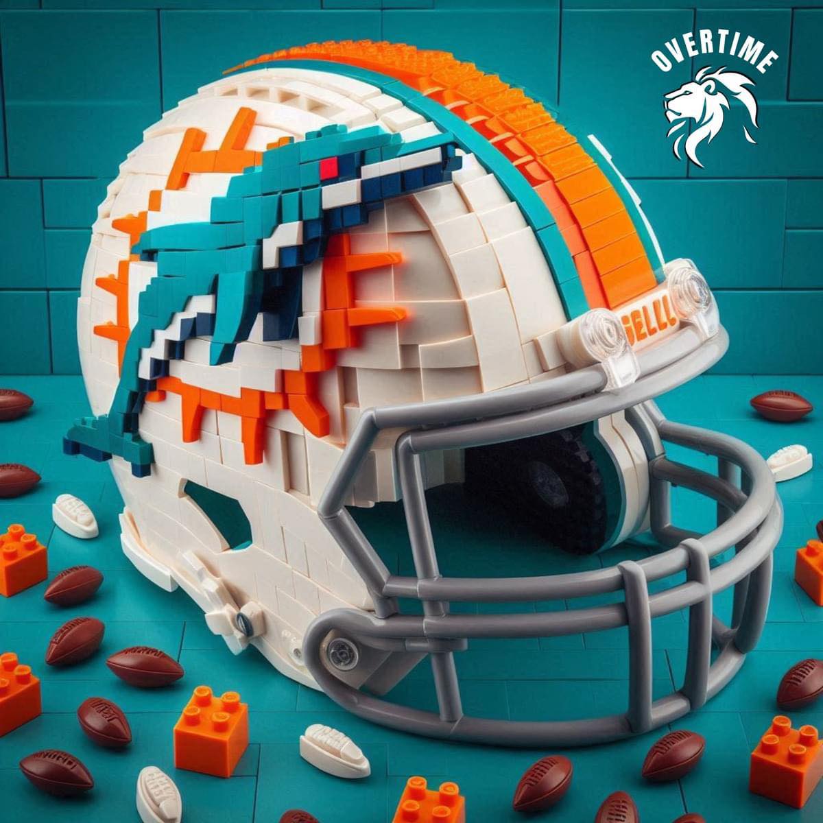 dolphin lego football helmet 1 QB Tua Dolphins Player Minifig New High quality custom printed on authentic LEGO minifigure parts (torso #1 QB Tua Dolphins Football