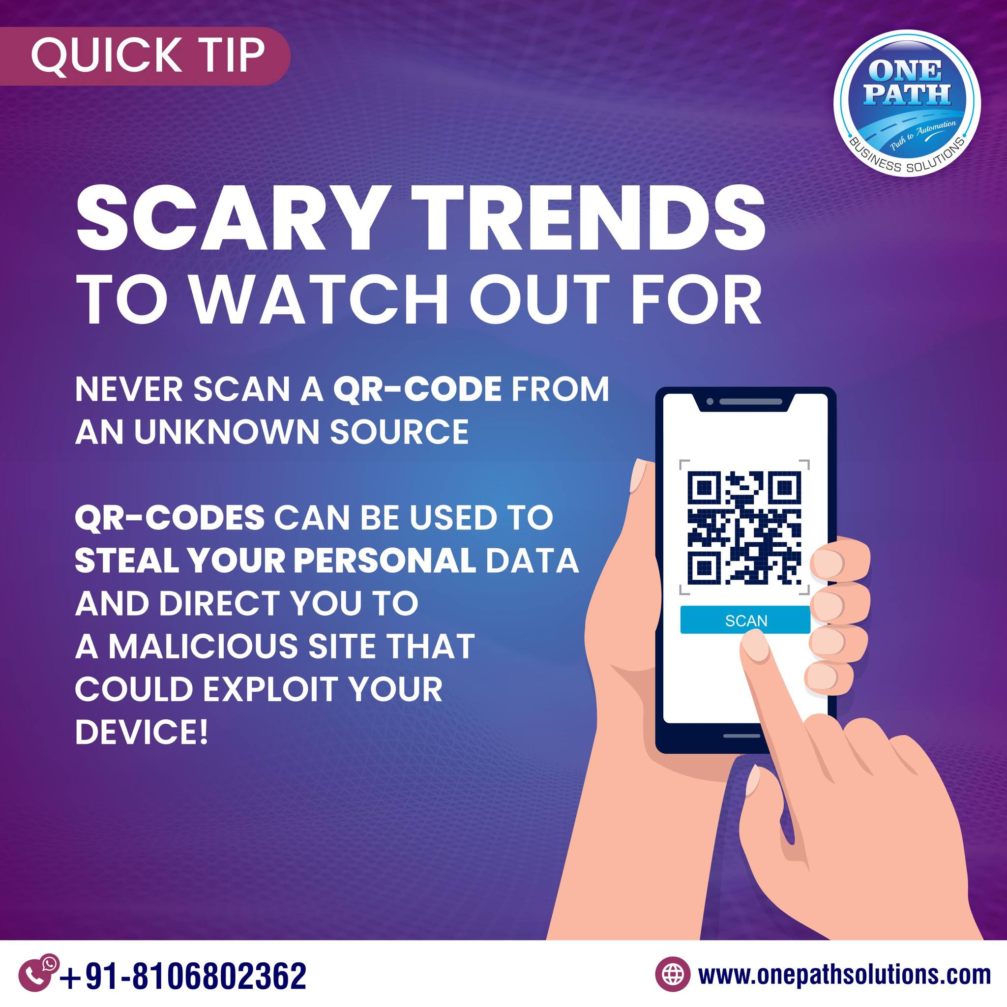 One - Never Scan a QR Code from an Unknown Source! QR codes seem ...