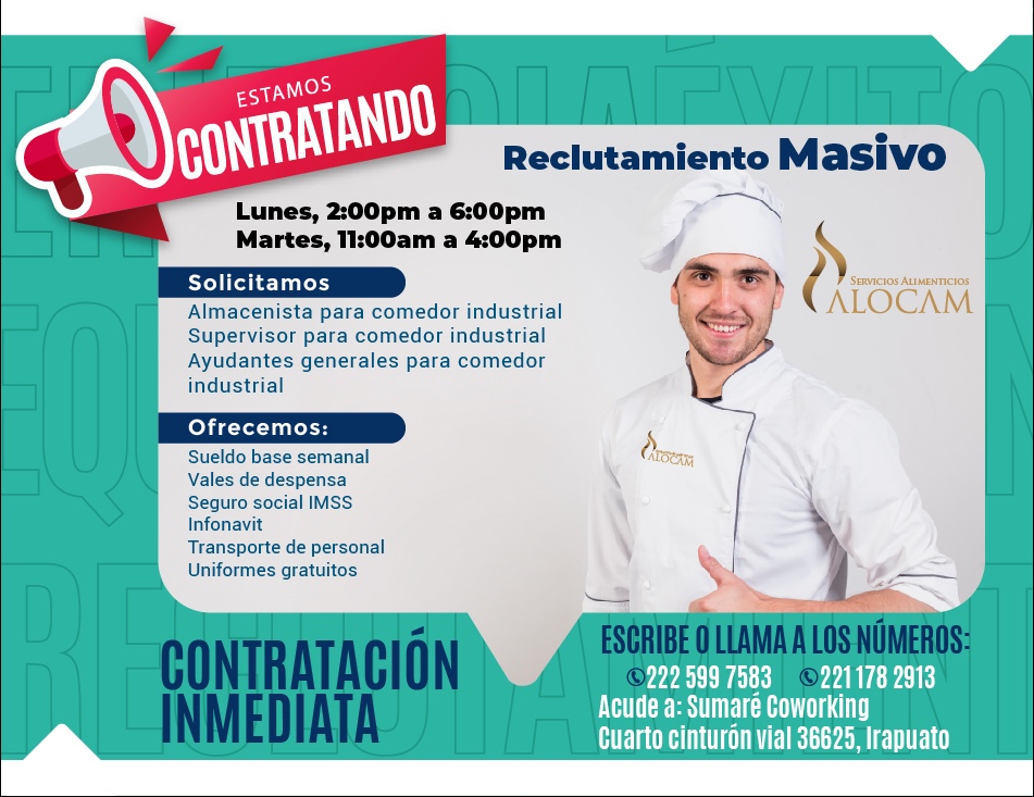 📢📢 ¡¡Atención Irapuato!!... - Servicios Alimenticios Alocam