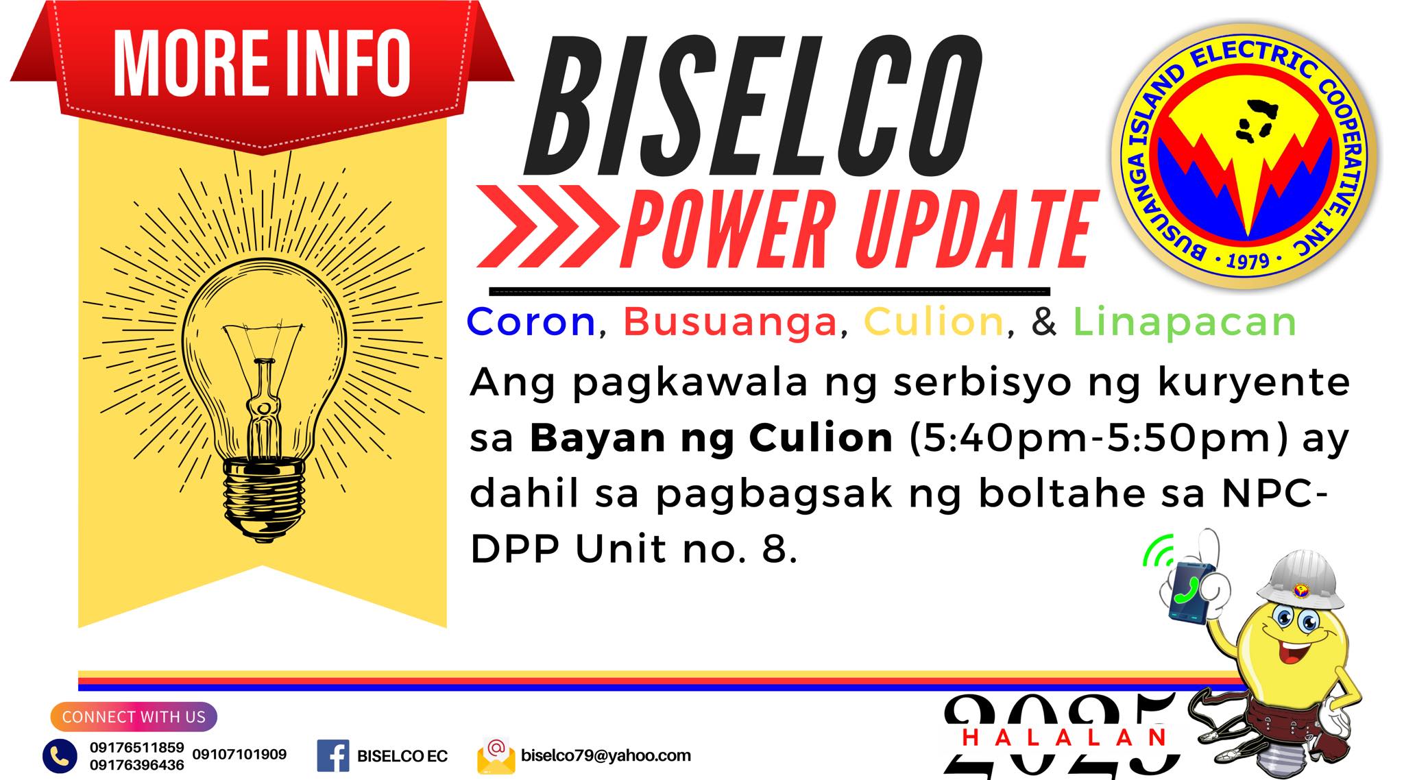 Biselco - 𝐇𝐀𝐋𝐀𝐋𝐀𝐍 𝟐𝟎𝟐𝟓 𝐏𝐎𝐖𝐄𝐑 𝐒𝐈𝐓𝐔𝐀𝐓𝐈𝐎𝐍 𝐔𝐏𝐃𝐀𝐓𝐄 𝑴𝒖𝒏𝒊𝒄𝒊𝒑𝒂𝒍𝒊𝒕𝒚 𝒐𝒇 𝑪𝒖𝒍𝒊𝒐𝒏 ...