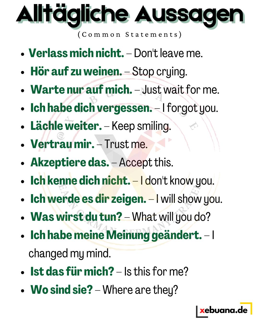 Xebuana.de - Alltägliche Aussagen Common Statements These are simple ...