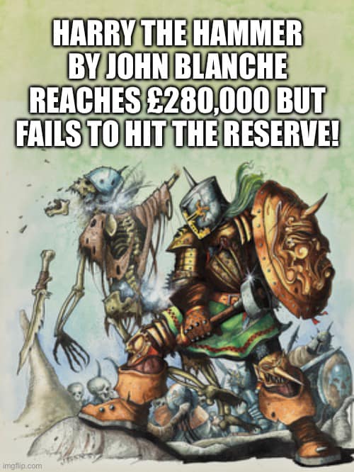 The original Warhammer artwork, Harry the Hammer by John Blanche