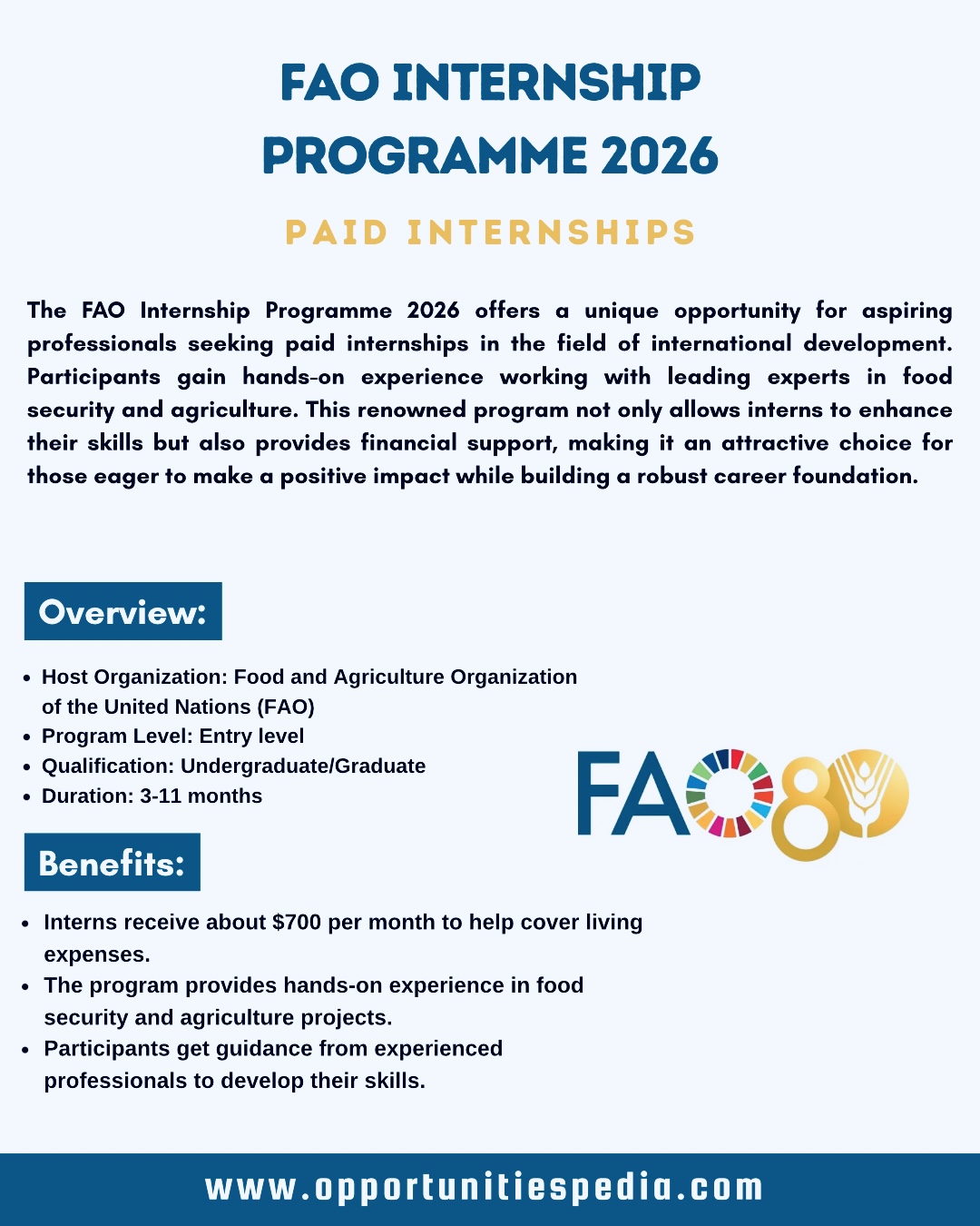 Opportunities - FAO Internship Programme 2026 | Work with the United ...