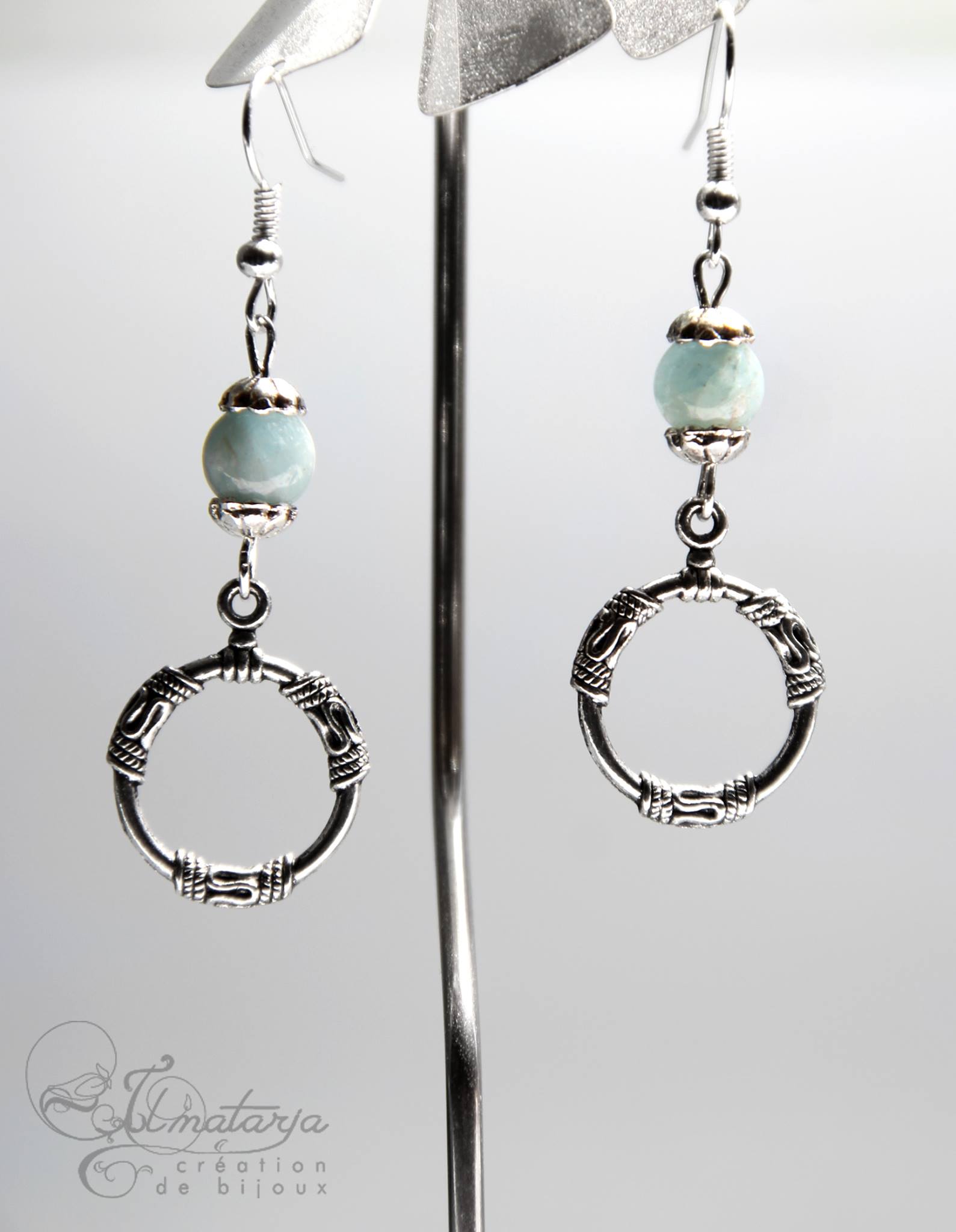 Boucles D'oreilles Vintage à Clous - Métal Argenté Fantaisie - Pendantes Femme Occasion