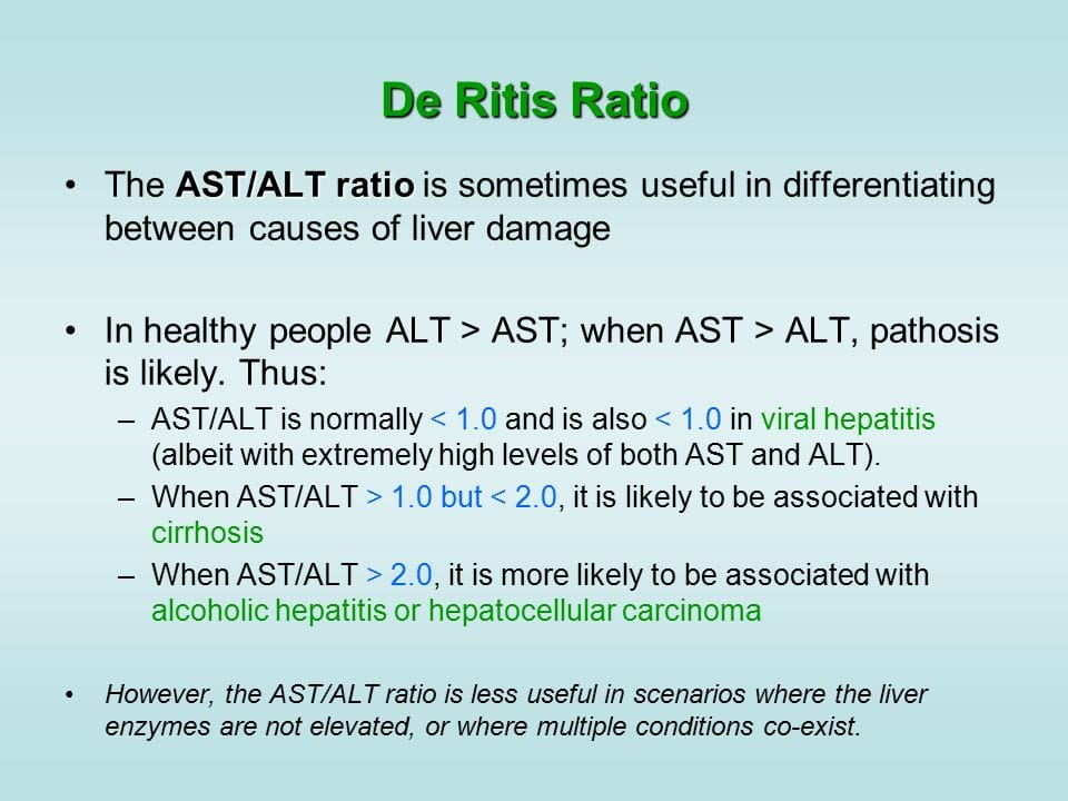 Seth - De Ritis Ratio (DRR) - (AST/ALT Ratio) Liver diseases are ...