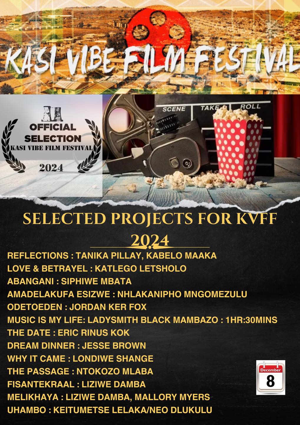 Kasi - We received a large number of film submissions and we are ...