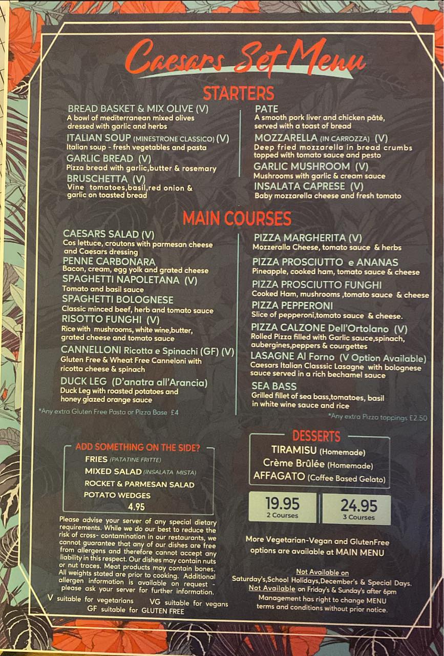 Caesar - Our new set menu 2 and 3 course meals Visit York Indie ...