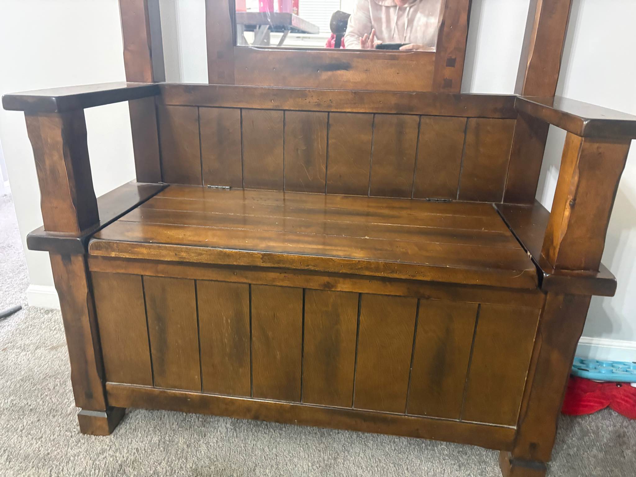 Entryway bench with mirror and hooks - Hall Trees & Coat Racks - Olathe ...