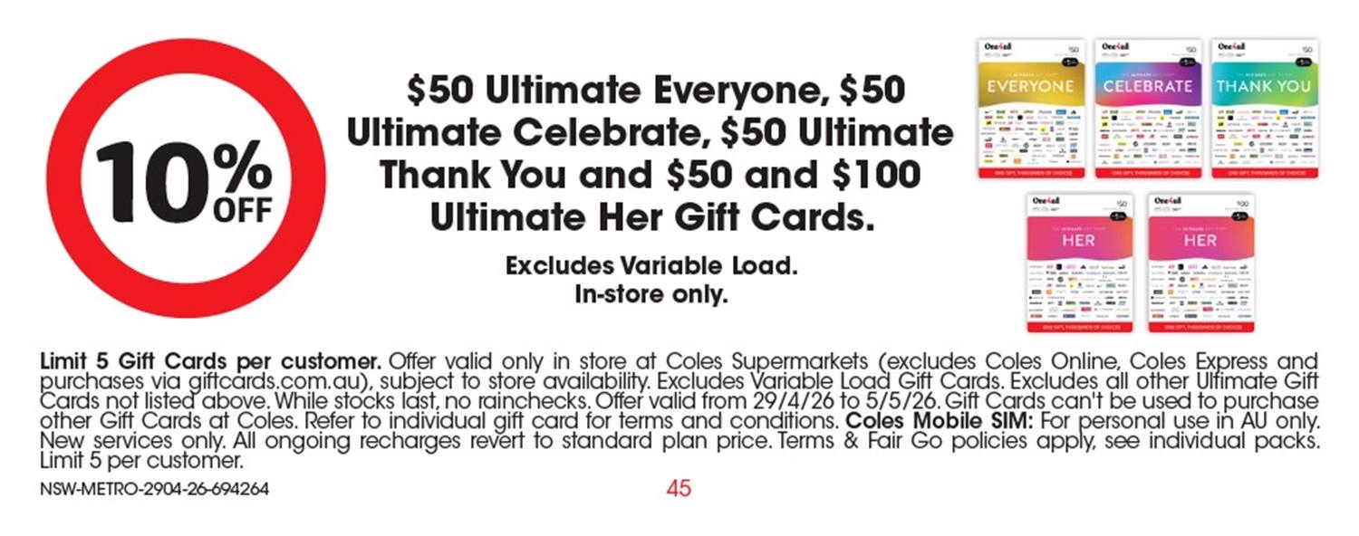 Can I use multiple gift cards at Coles?