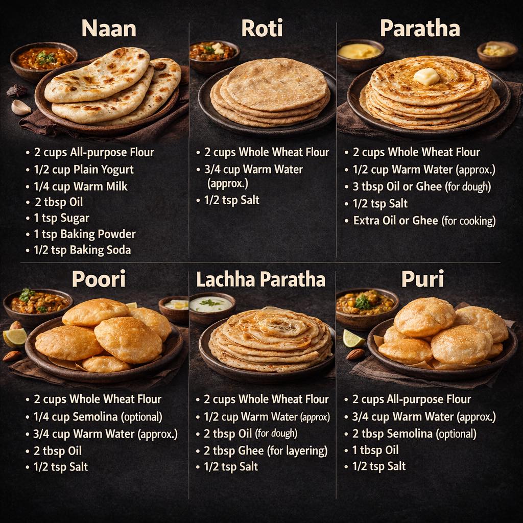 Our - 1. Whole Wheat Roti Ingredients • 2 cups Whole Wheat Flour • ¾ ...