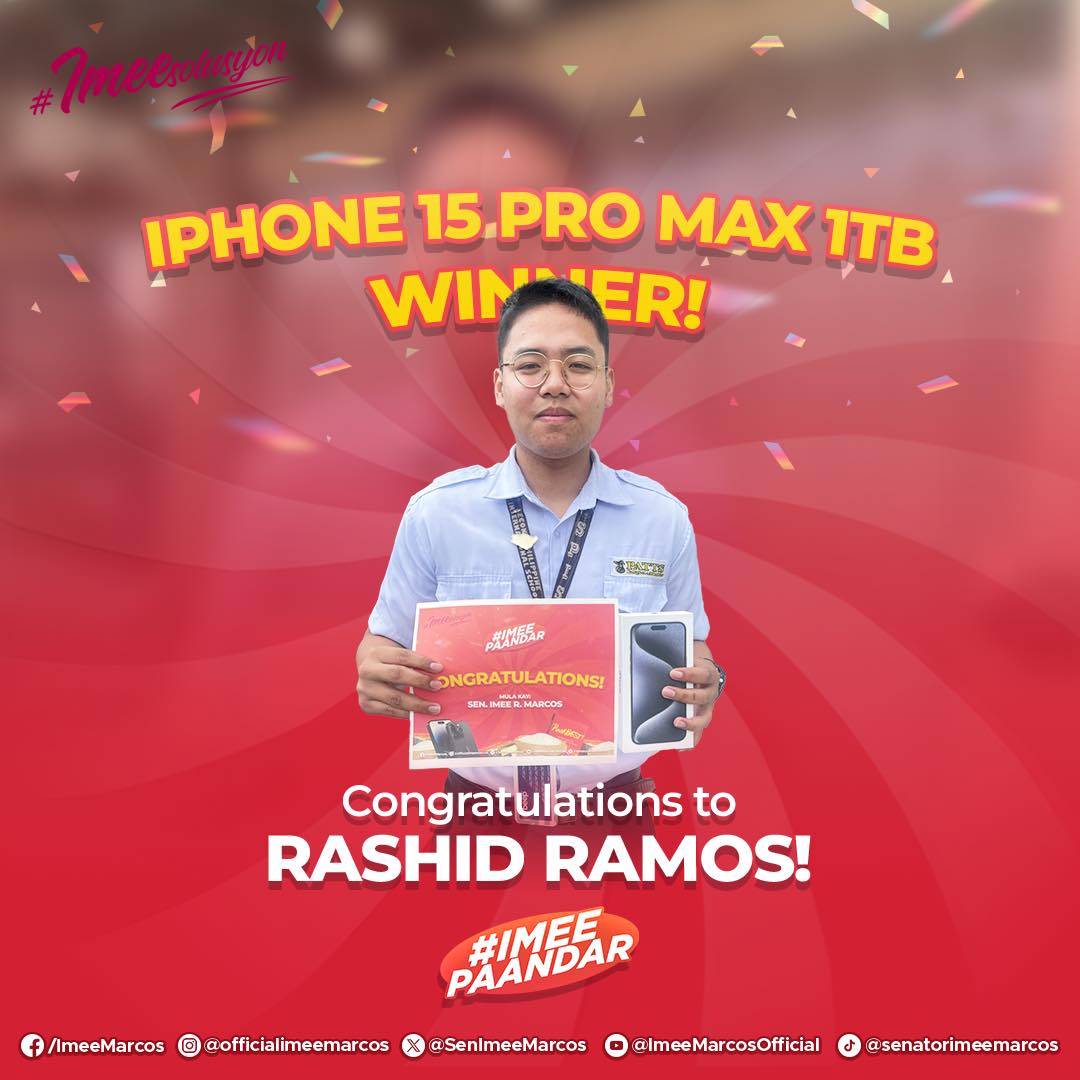 Senator - Congratulations kay Rashid Ramos ang winner ng iPhone 15 Pro ...