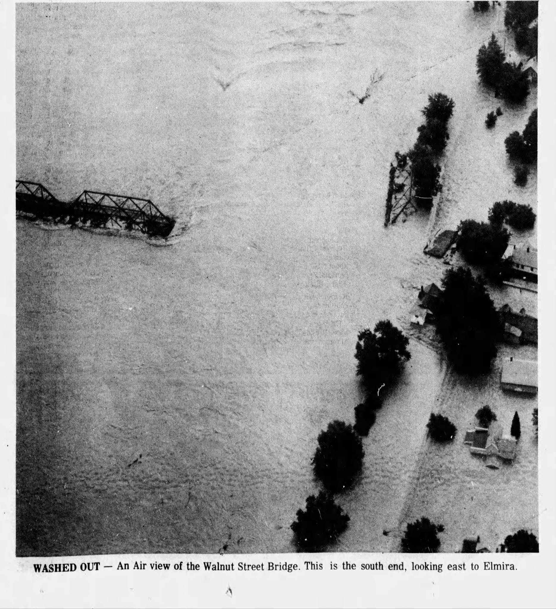 Walnut Street bridge destroyed during the 1972 flood.