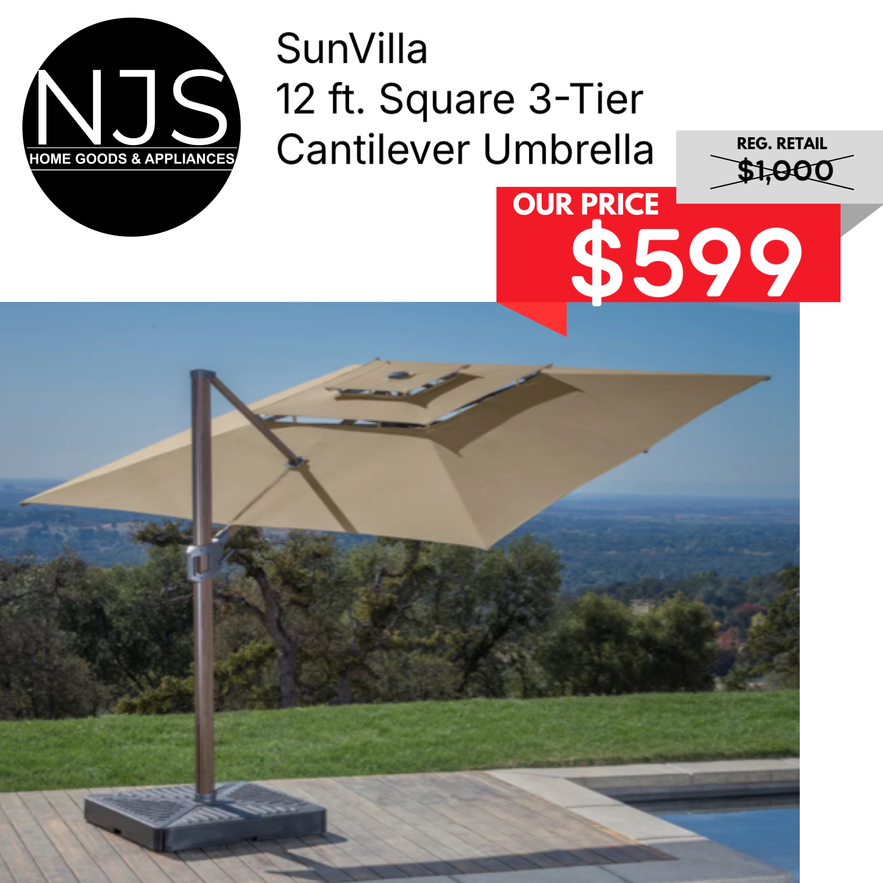 jersey square patio umbrella 10' x 10' Saville luna bluetooth umbrella lights Wood Patio Dining Set Color:As Shown A full days sun
