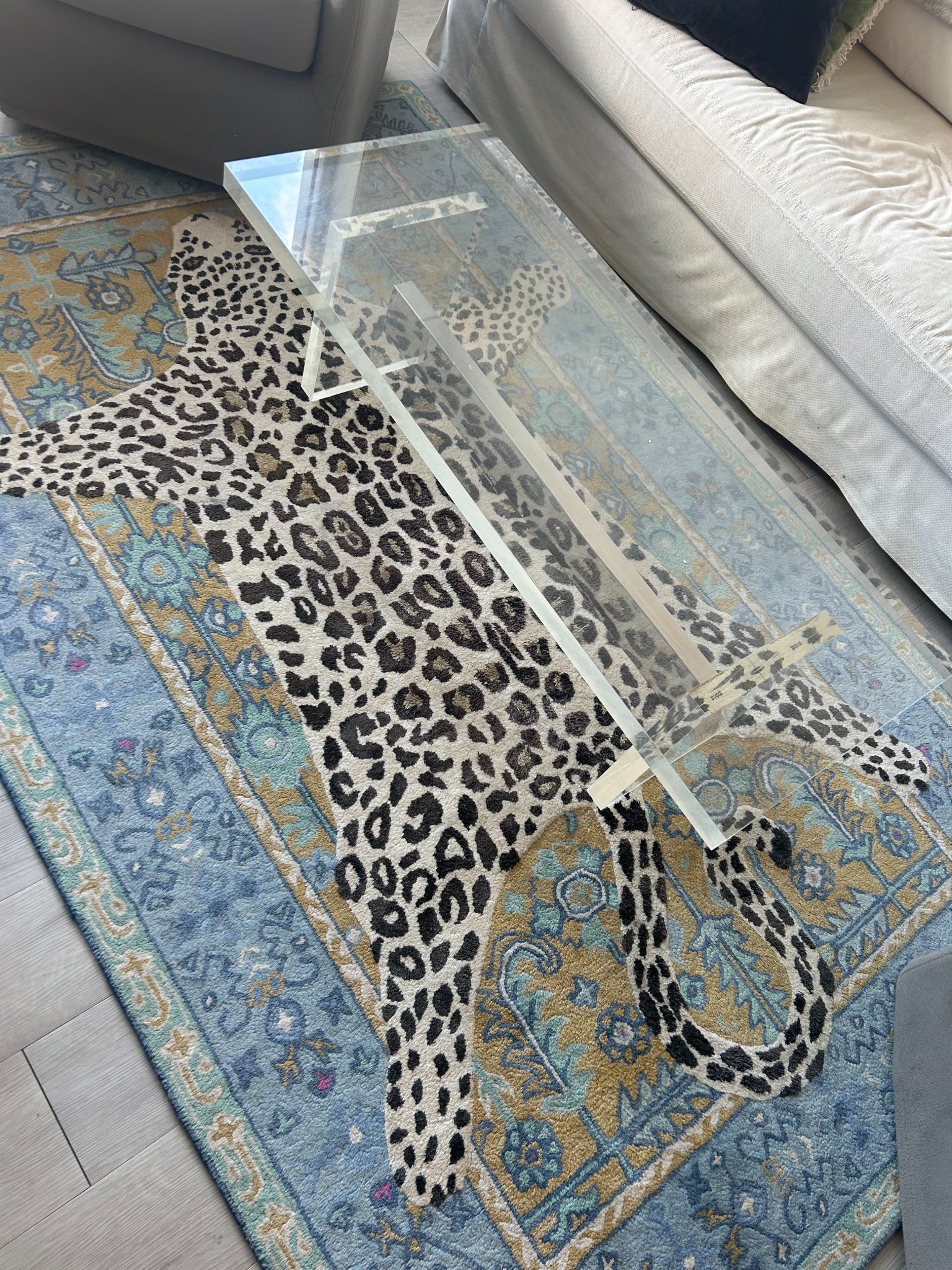 Anthropologie Octavia Leopard Rug 5x8, Blue, Handmade Tufted Wool, Rare ...