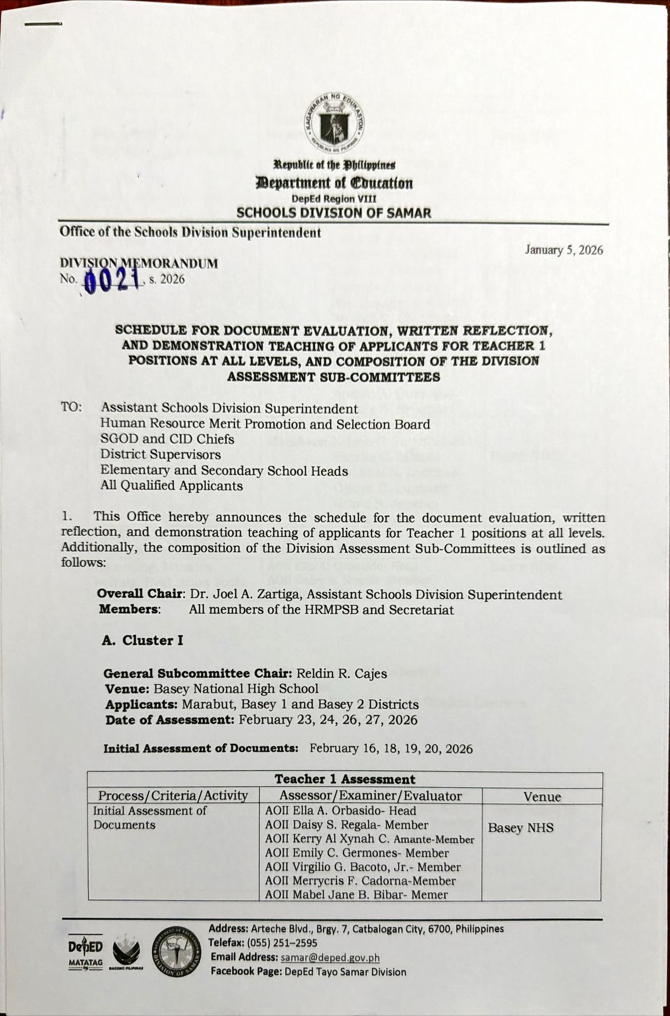 Division... - Human Resource Management Office DepEd Samar SDO | Facebook