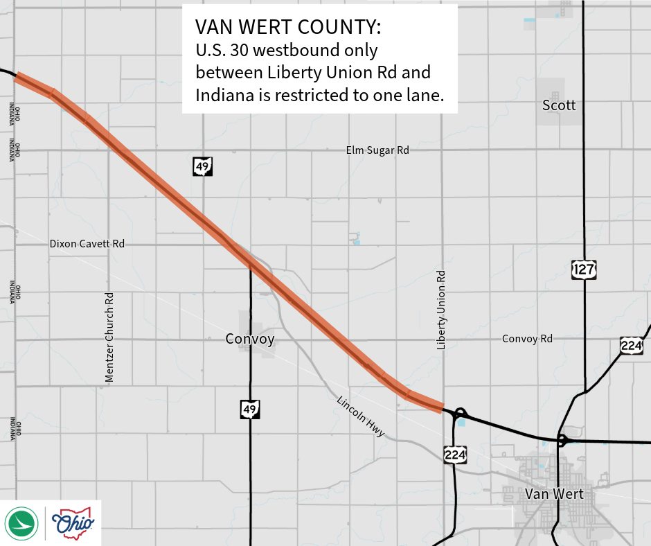 VAN WERT COUNTY: U.S. 30 westbound between the Indiana state line and ...