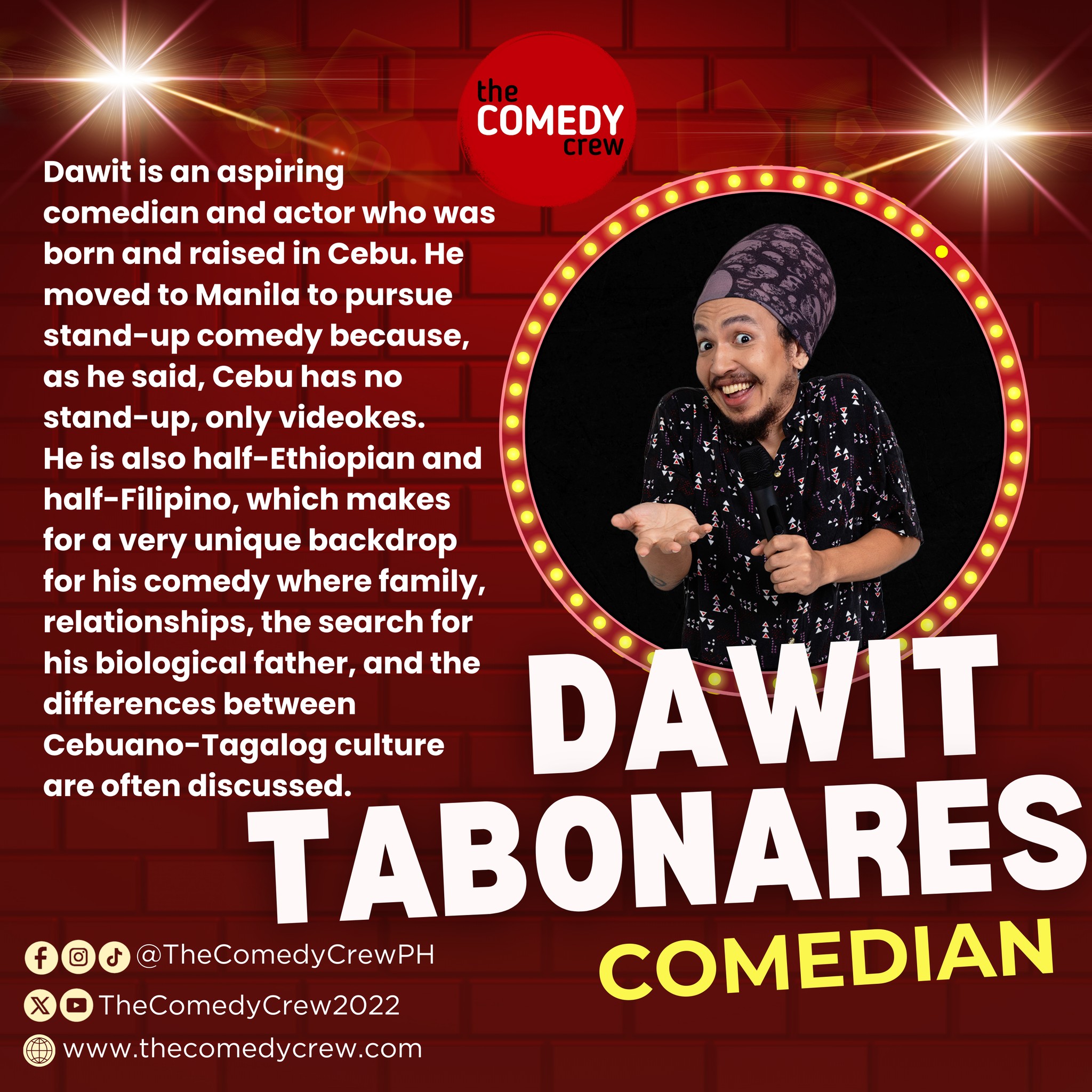 The Comedy Crew - Meet Dawit, the Filipino-Ethiopian comedian shaking ...