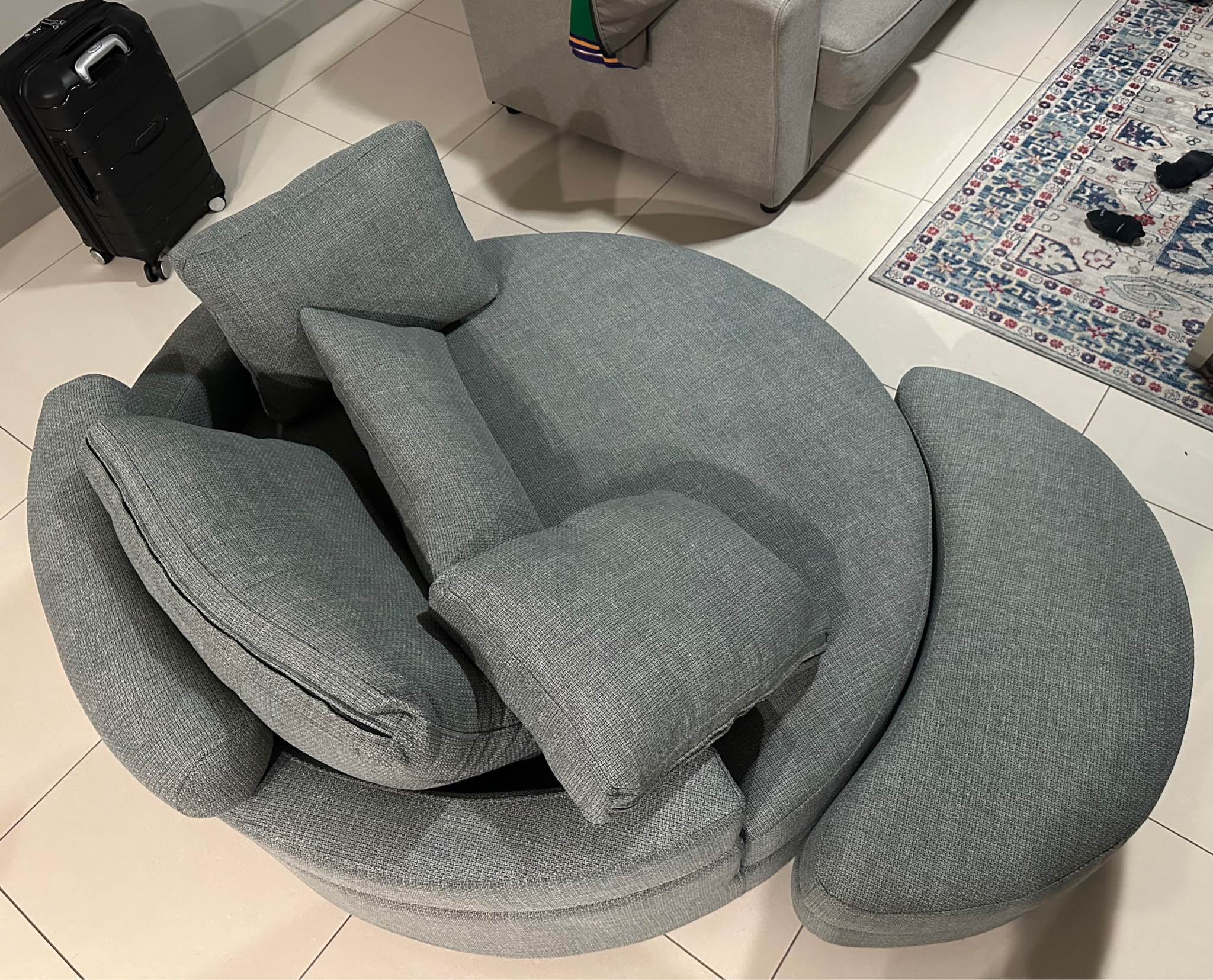 Dashton Upholstered Barrel Chair with Ottoman - Sofas, Loveseats ...