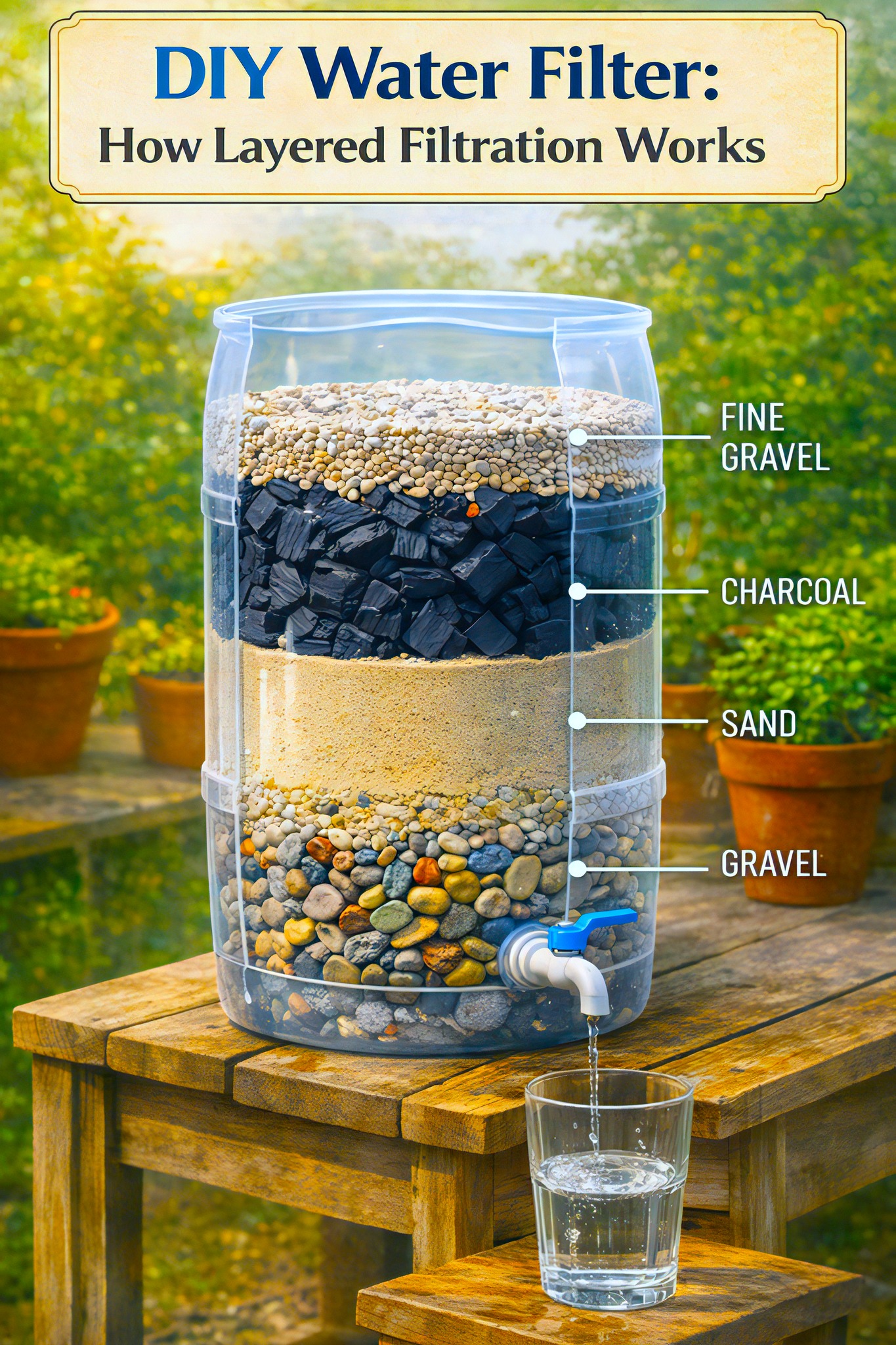 Vector - 💧 DIY Water Filter – How Layered Filtration Works. This simple ...
