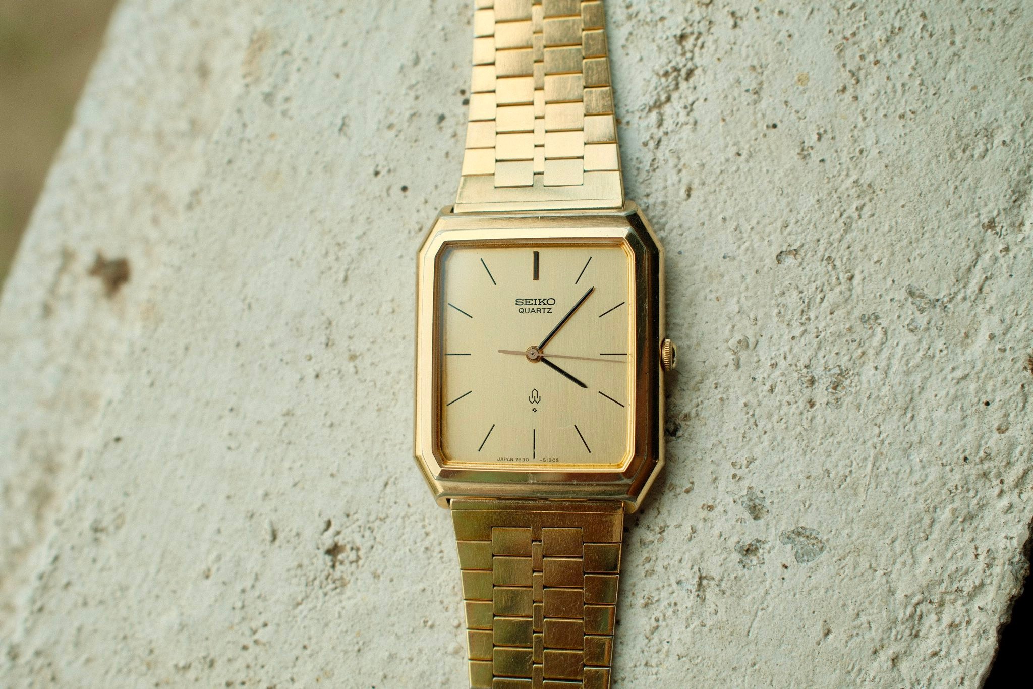 Sei.ko 7830-5130 SGP Tank Watch Vintage 1980s