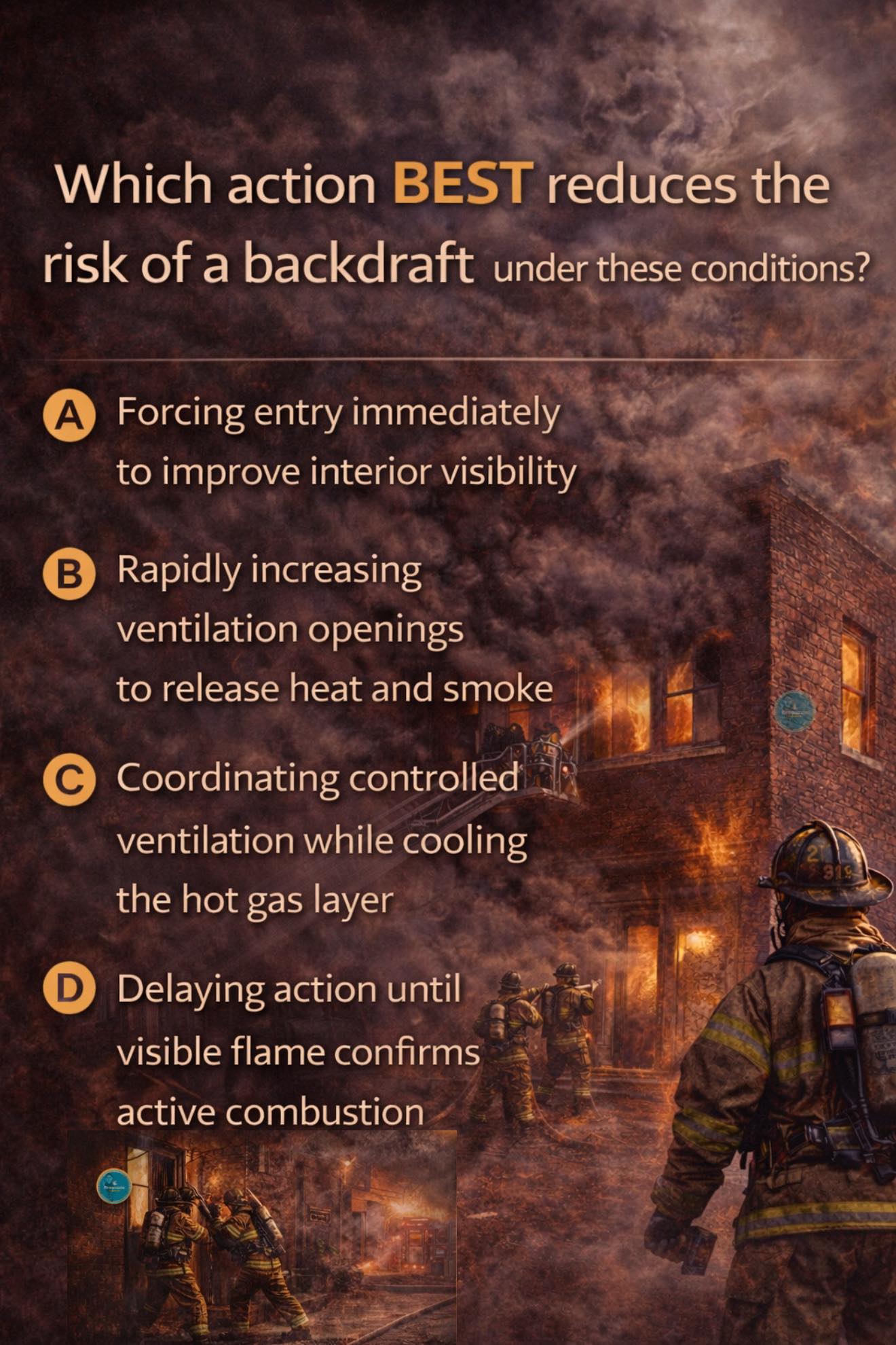 firenuzzle - FIREFIGHTERS QUESTION🔥 A structure fire shows heavy, black ...