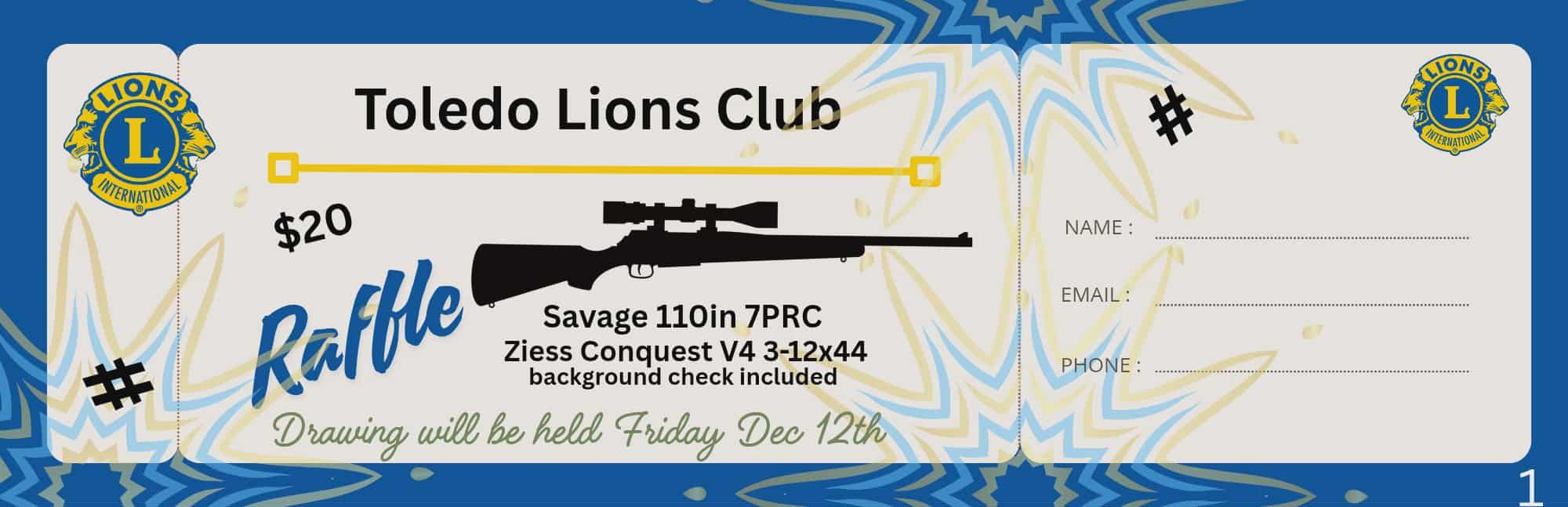 Toledo - We have raffle tickets avaliable still, we are raffleing a ...