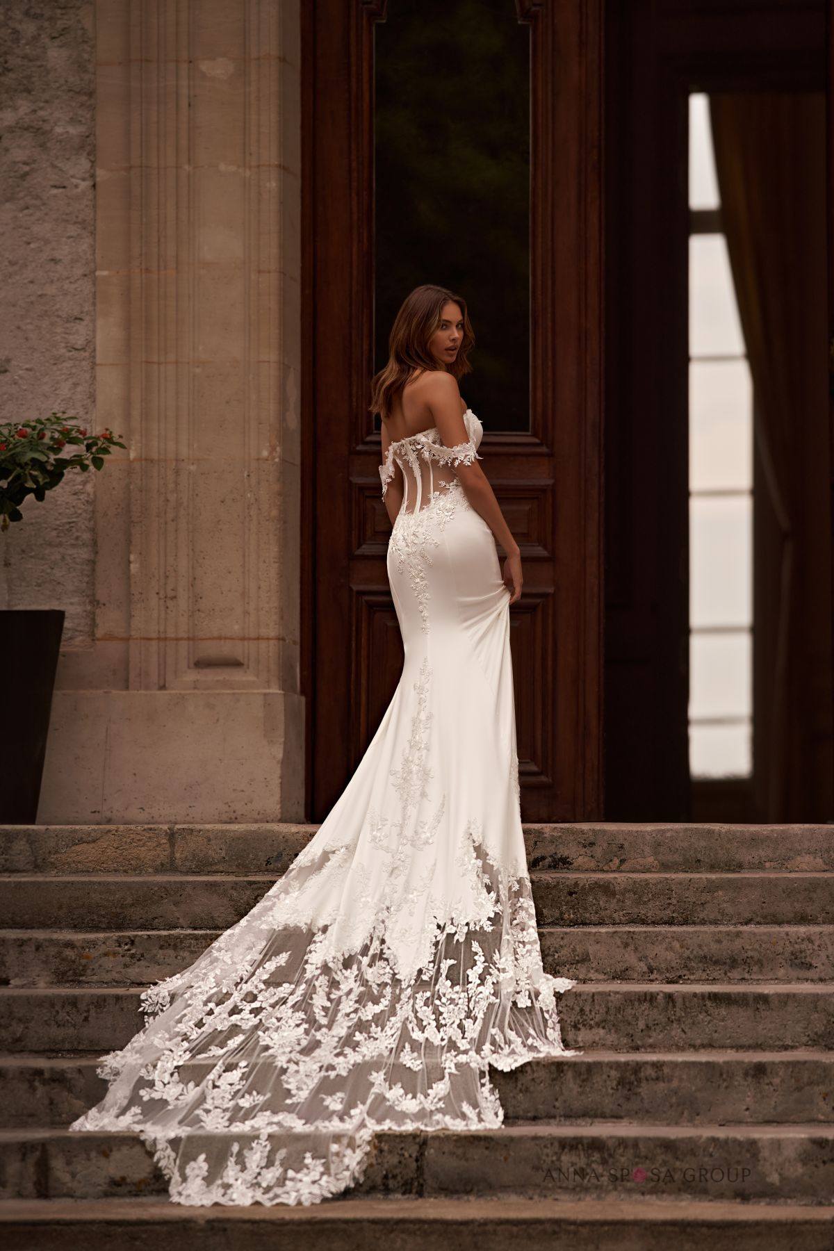 flowing dress design for a mermaid perhaps This elegant ivory wedding has delicate lace bodice, soft off-shoulder straps, and a sleek satin skirt 🤍 Simple, feminine, and timeless. Brides — be honest… Would you say YES Maxi dress Color:Ivory/Ivory/Silver summer_2026 Christmas Tops for Women while the regular fit