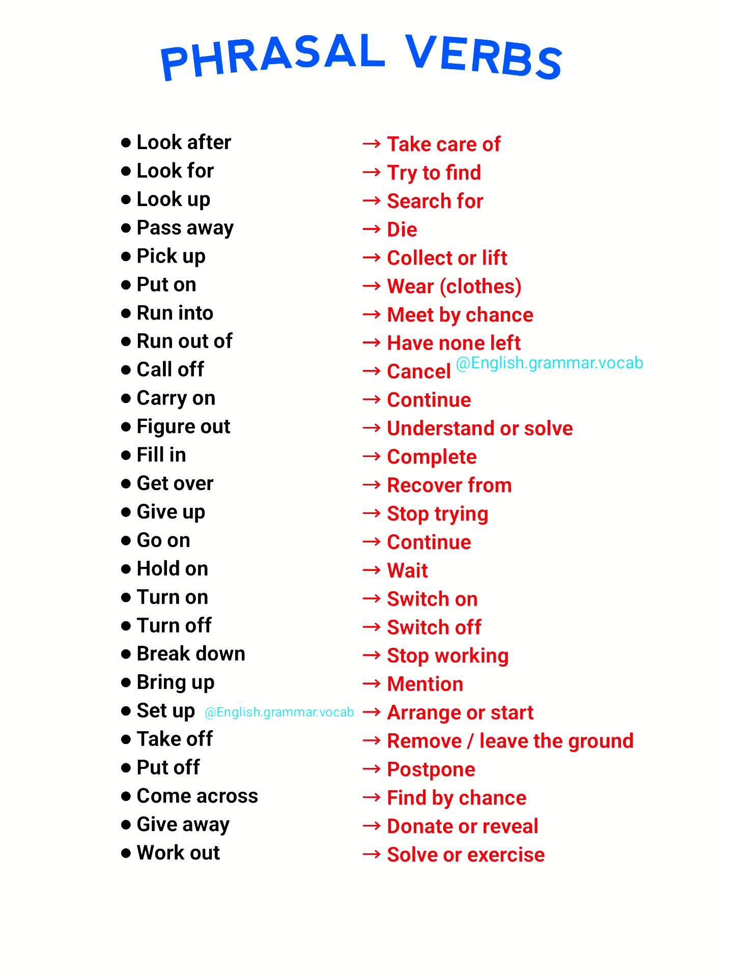 Learn 20 powerful phrasal verbs that... - English Competition | Facebook