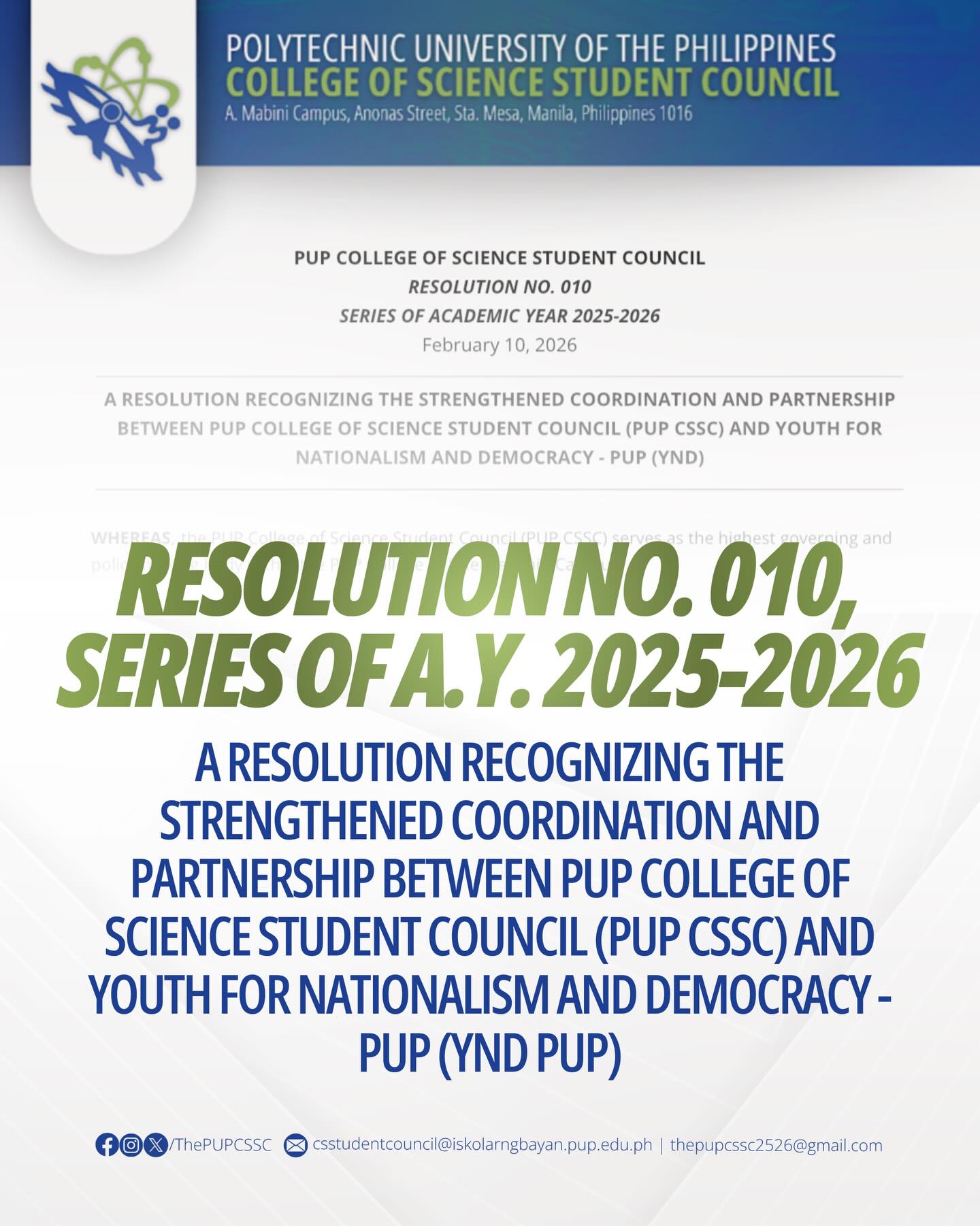 PUP - 𝗣𝗨𝗣 𝗖𝗢𝗟𝗟𝗘𝗚𝗘 𝗢𝗙 𝗦𝗖𝗜𝗘𝗡𝗖𝗘 𝗦𝗧𝗨𝗗𝗘𝗡𝗧 𝗖𝗢𝗨𝗡𝗖𝗜𝗟 𝗥𝗘𝗦𝗢𝗟𝗨𝗧𝗜𝗢𝗡 𝗡𝗢. 𝟬𝟭𝟬, 𝗦𝗘𝗥𝗜𝗘𝗦 ...