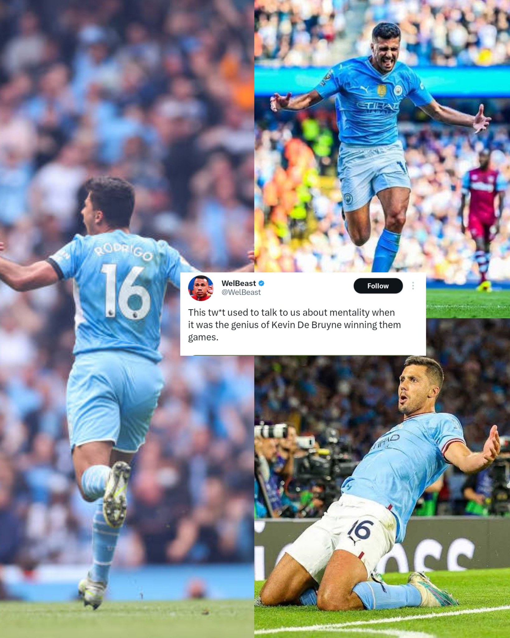 Manchester - ⚪️🔵 The disrespect Rodri is getting after that game ...