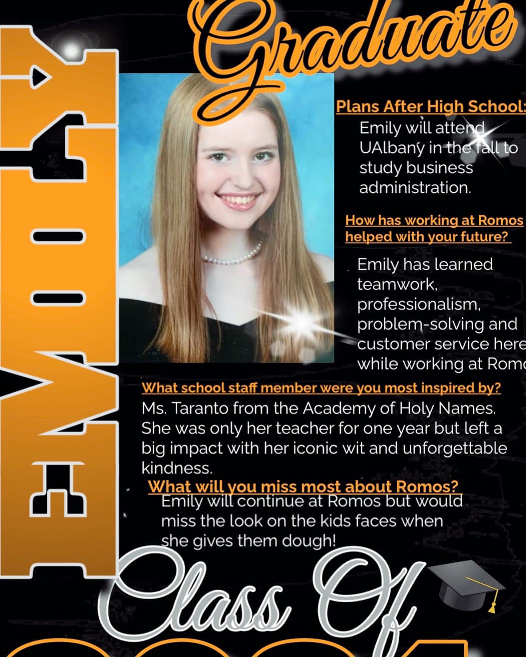 Romo's - Our final senior at Romos is Emily!! We will miss Emily’s ...